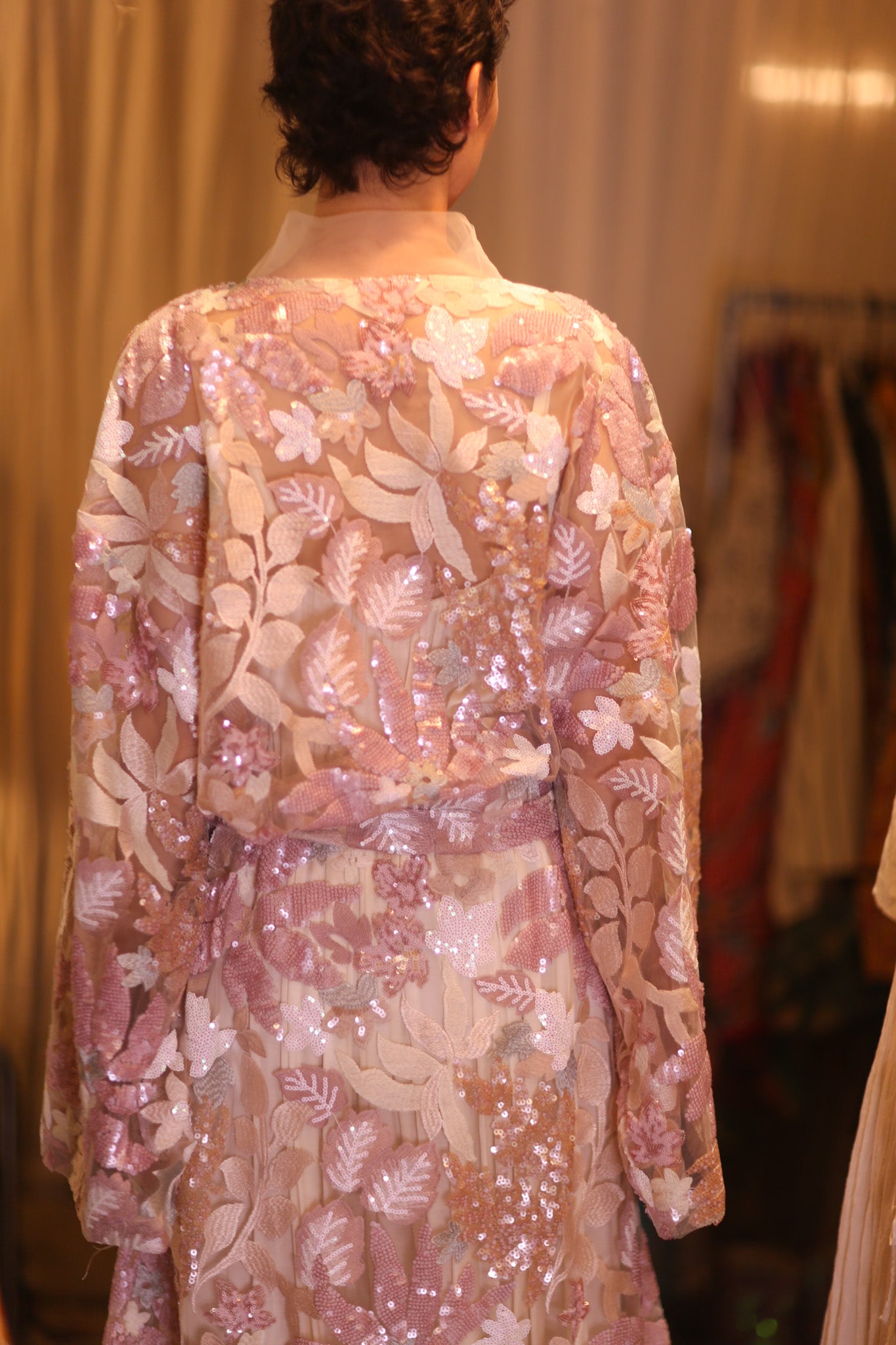 EMBROIDERED SILK LONG KIMONO ATOM