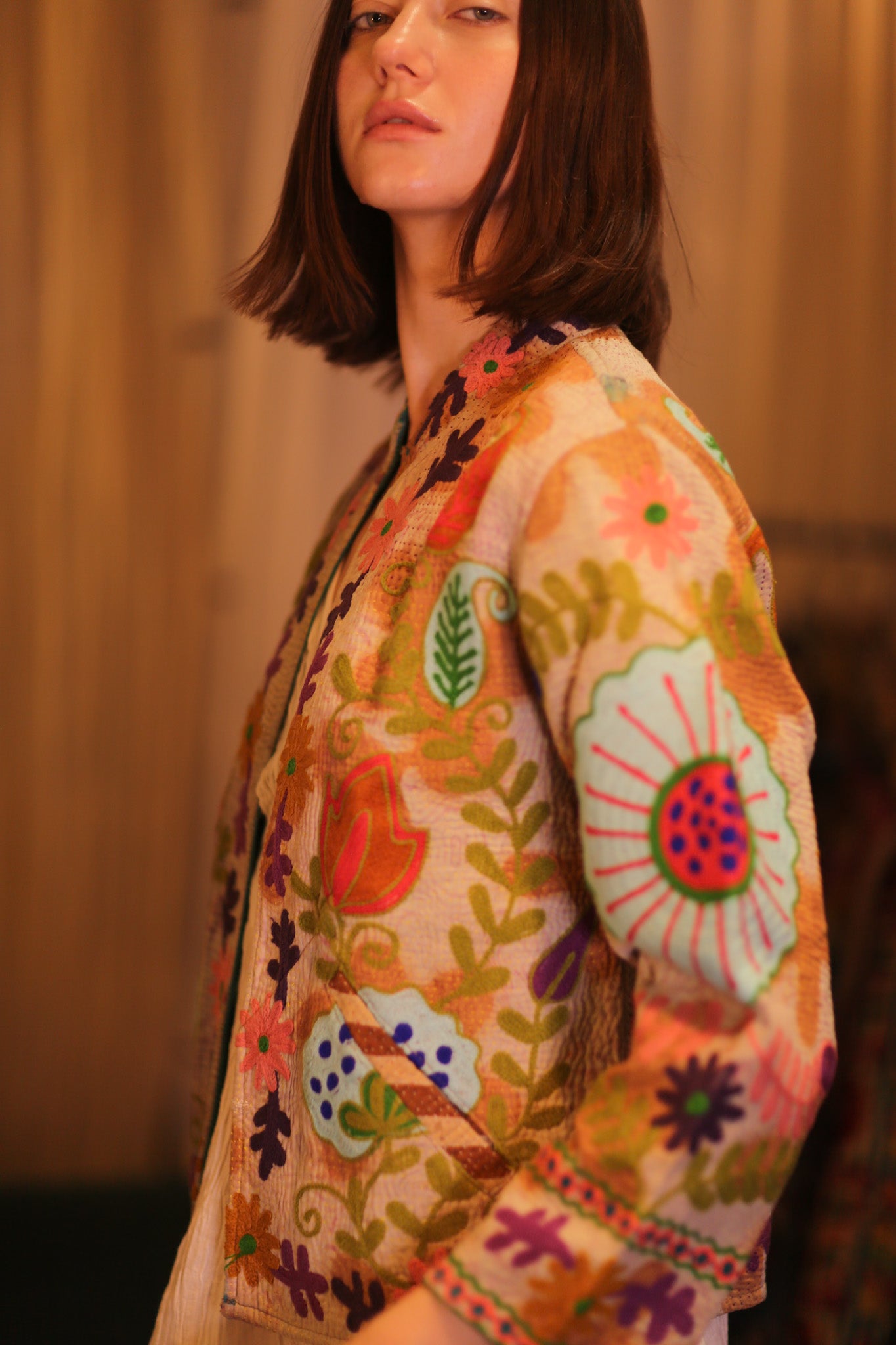 EMBROIDERED KANTHA SHORT JACKET INGRID KYARPAN