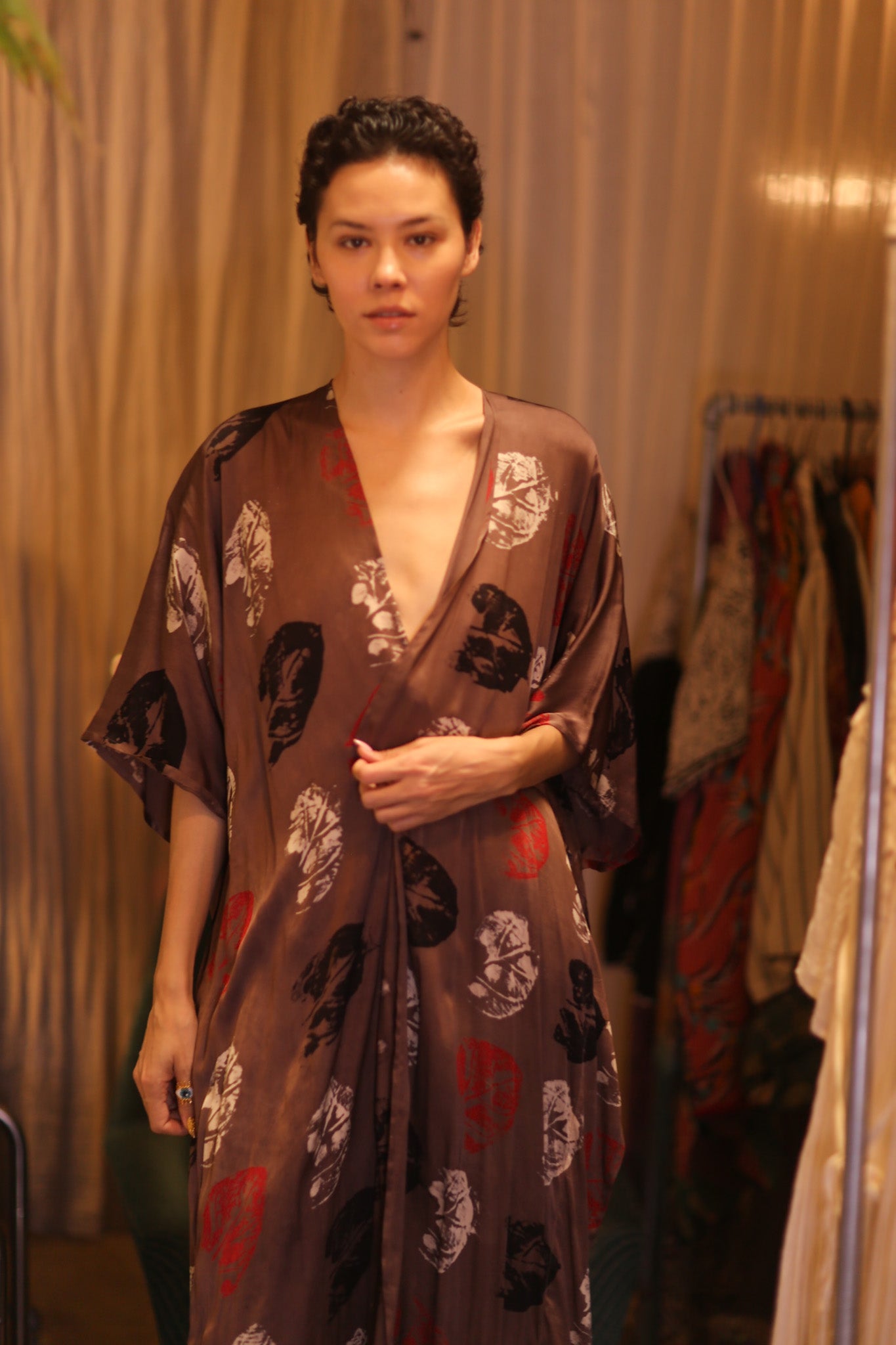 SILK LONG KIMONO WITH BELT NIKO