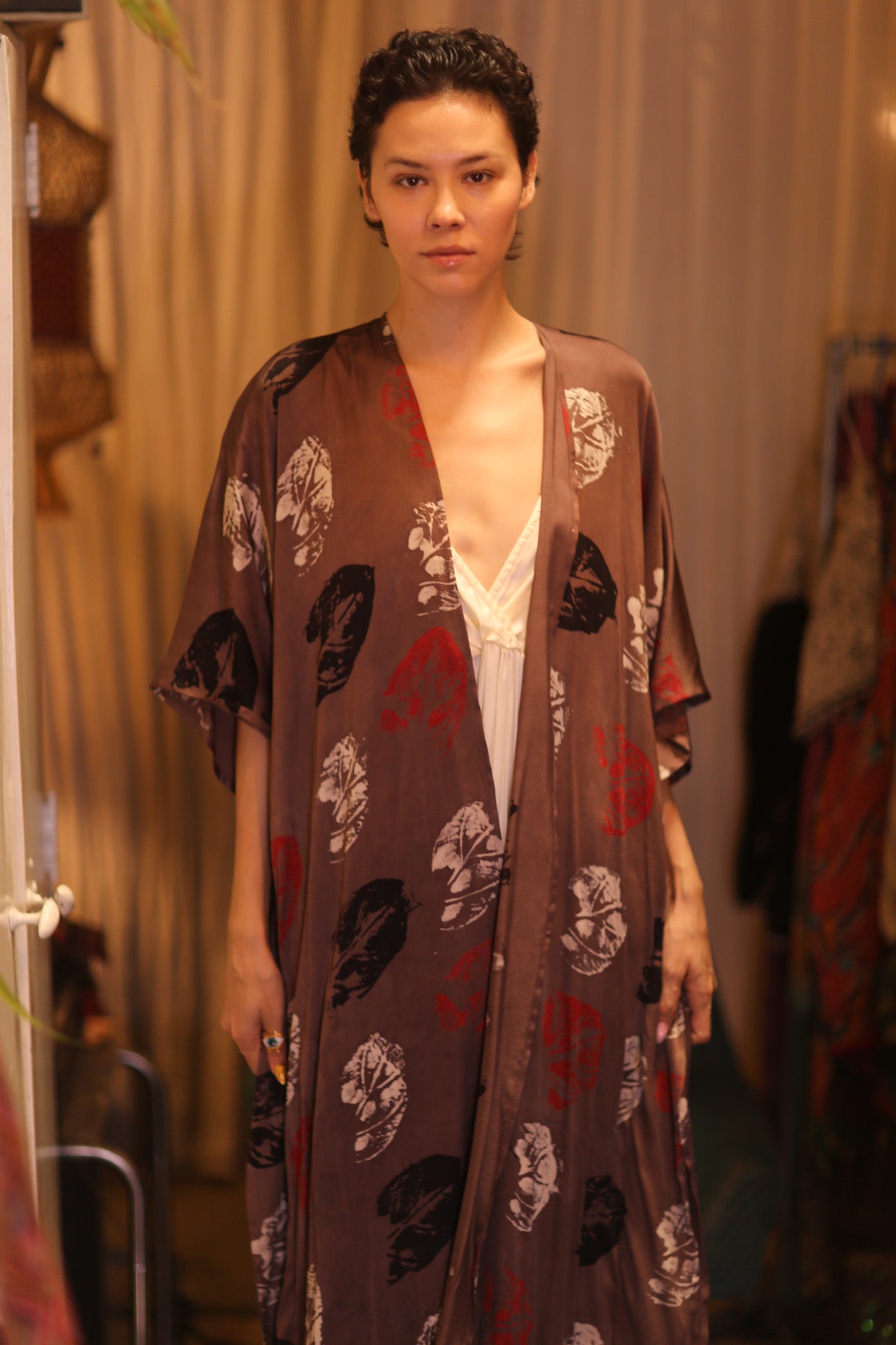 SILK LONG KIMONO WITH BELT NIKO