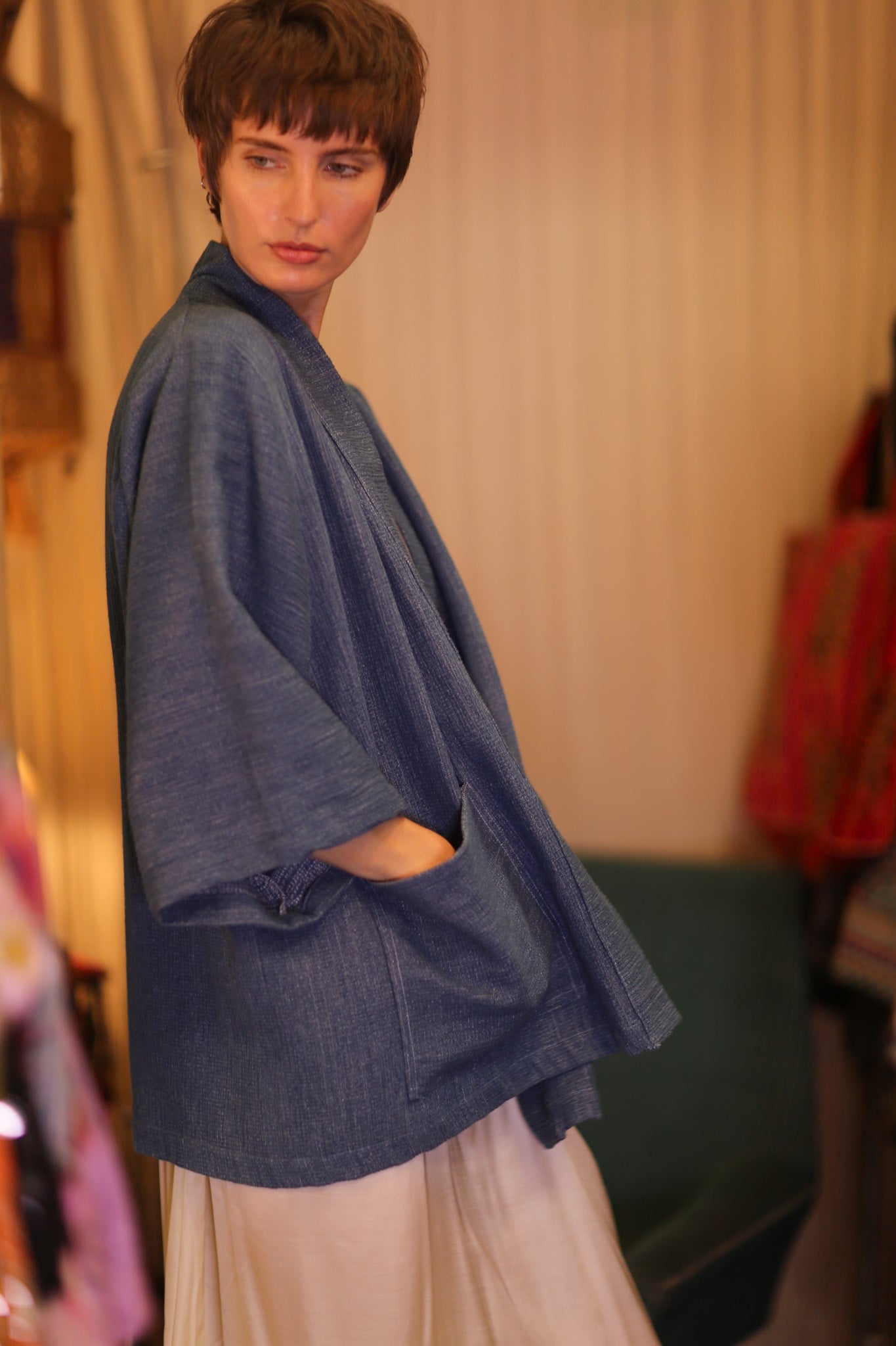 PREMIUM JAPANESE SHORT DENIM KIMONO KYAUNGCHIT