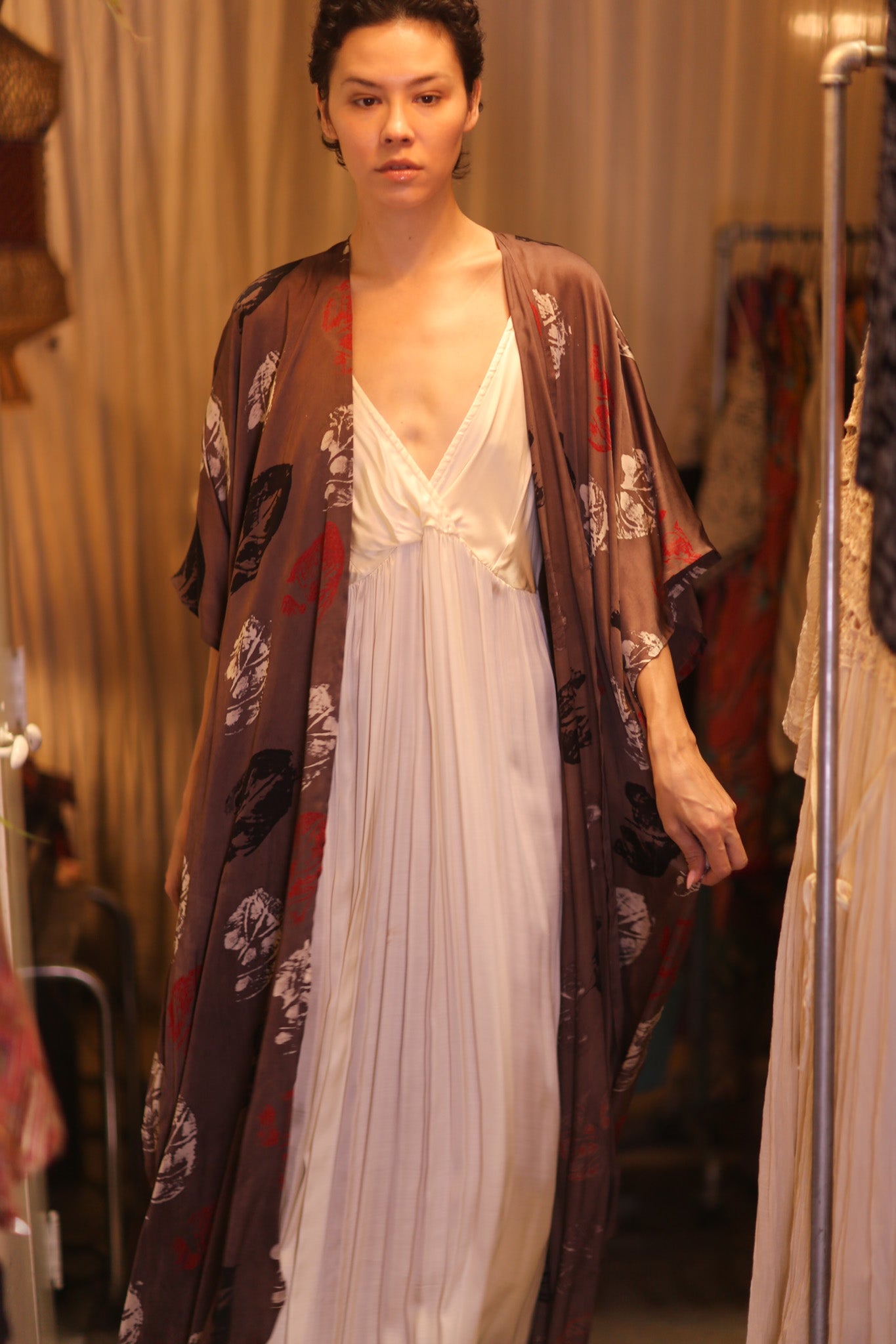 SILK LONG KIMONO WITH BELT NIKO