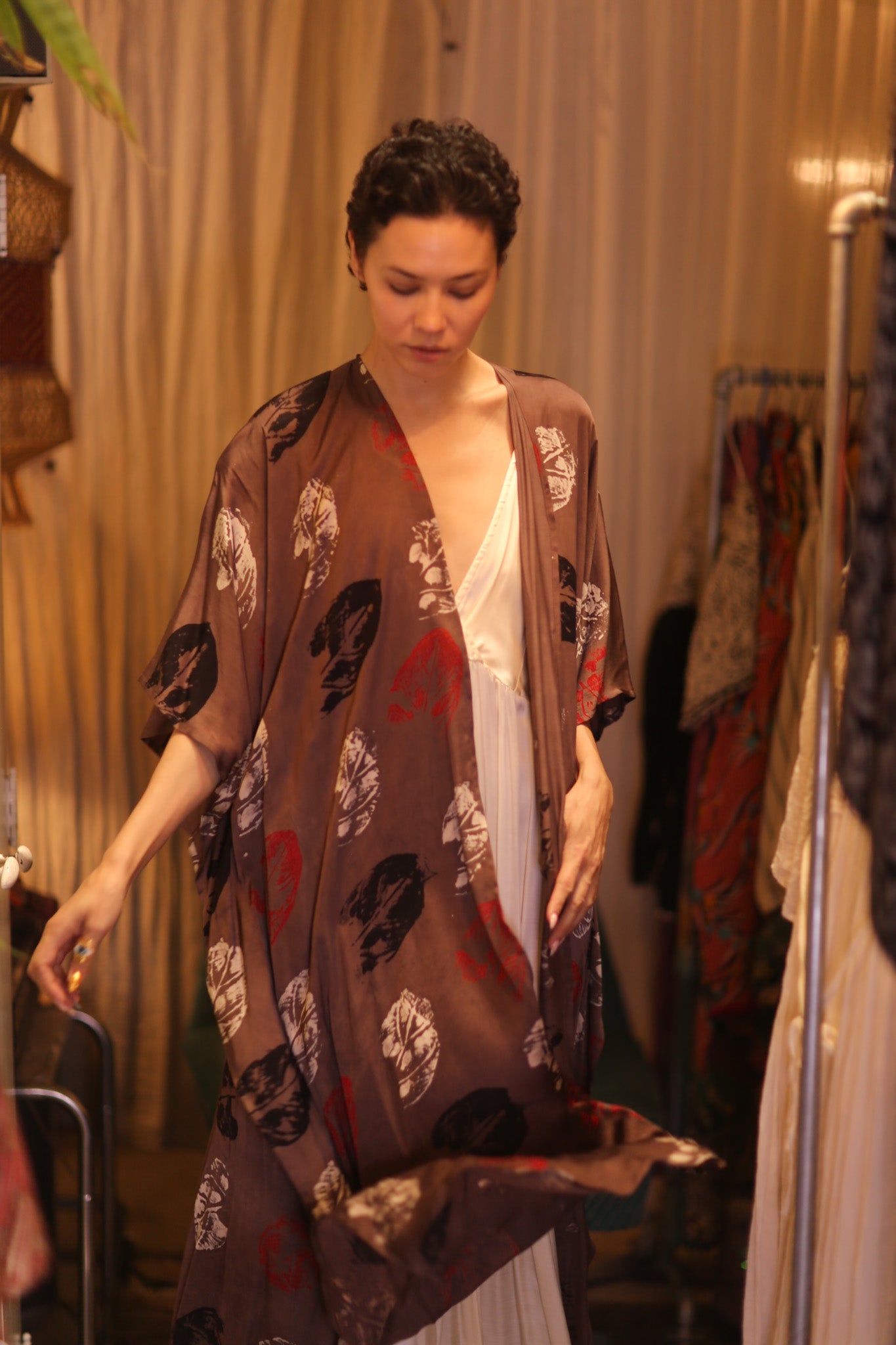 SILK LONG KIMONO WITH BELT NIKO