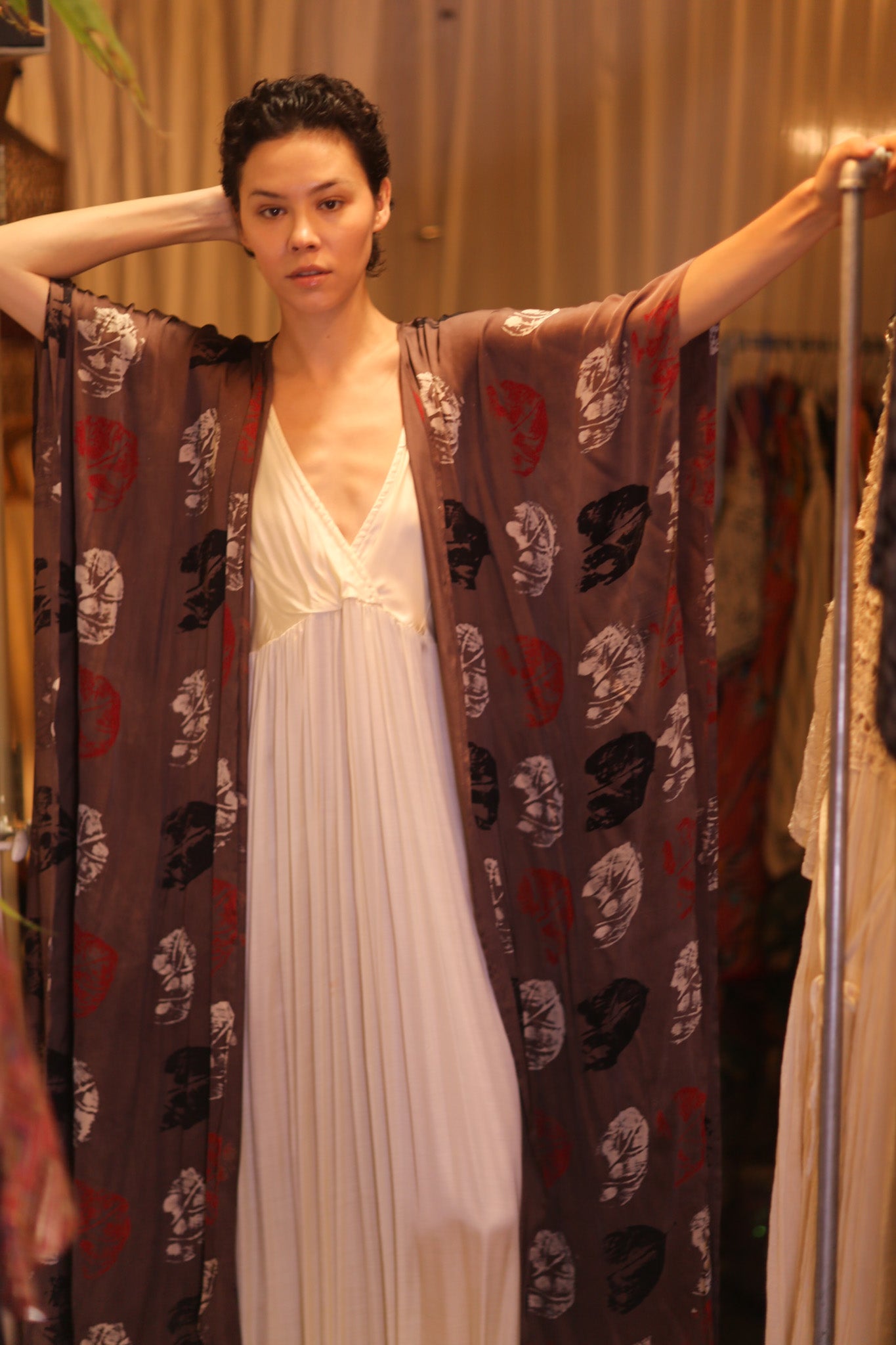 SILK LONG KIMONO WITH BELT NIKO