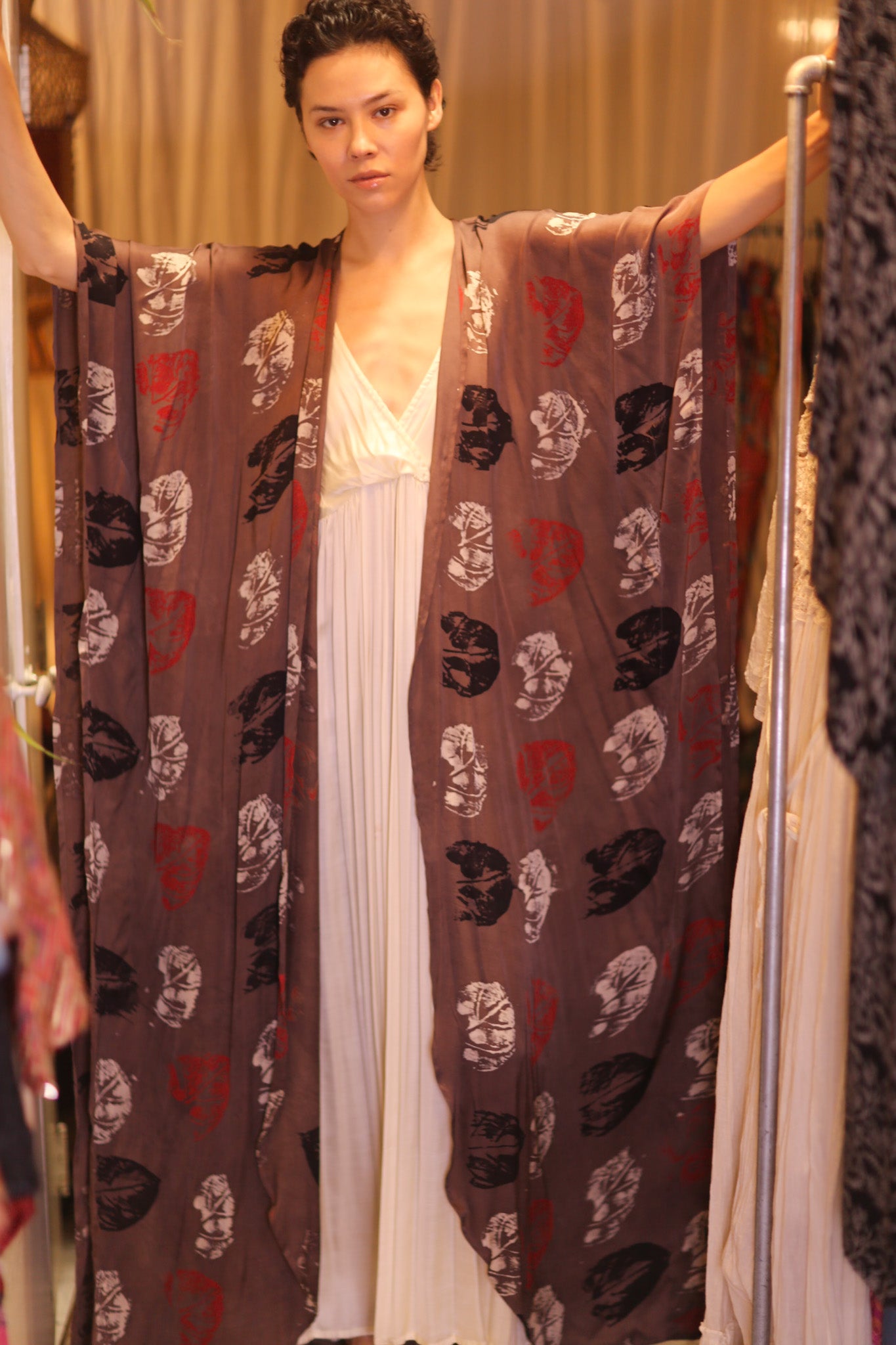 SILK LONG KIMONO WITH BELT NIKO