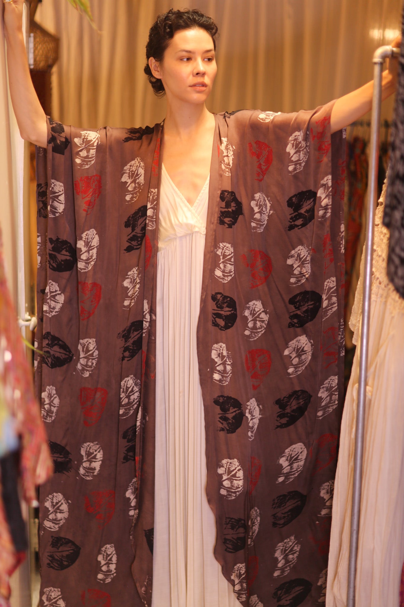 SILK LONG KIMONO WITH BELT NIKO