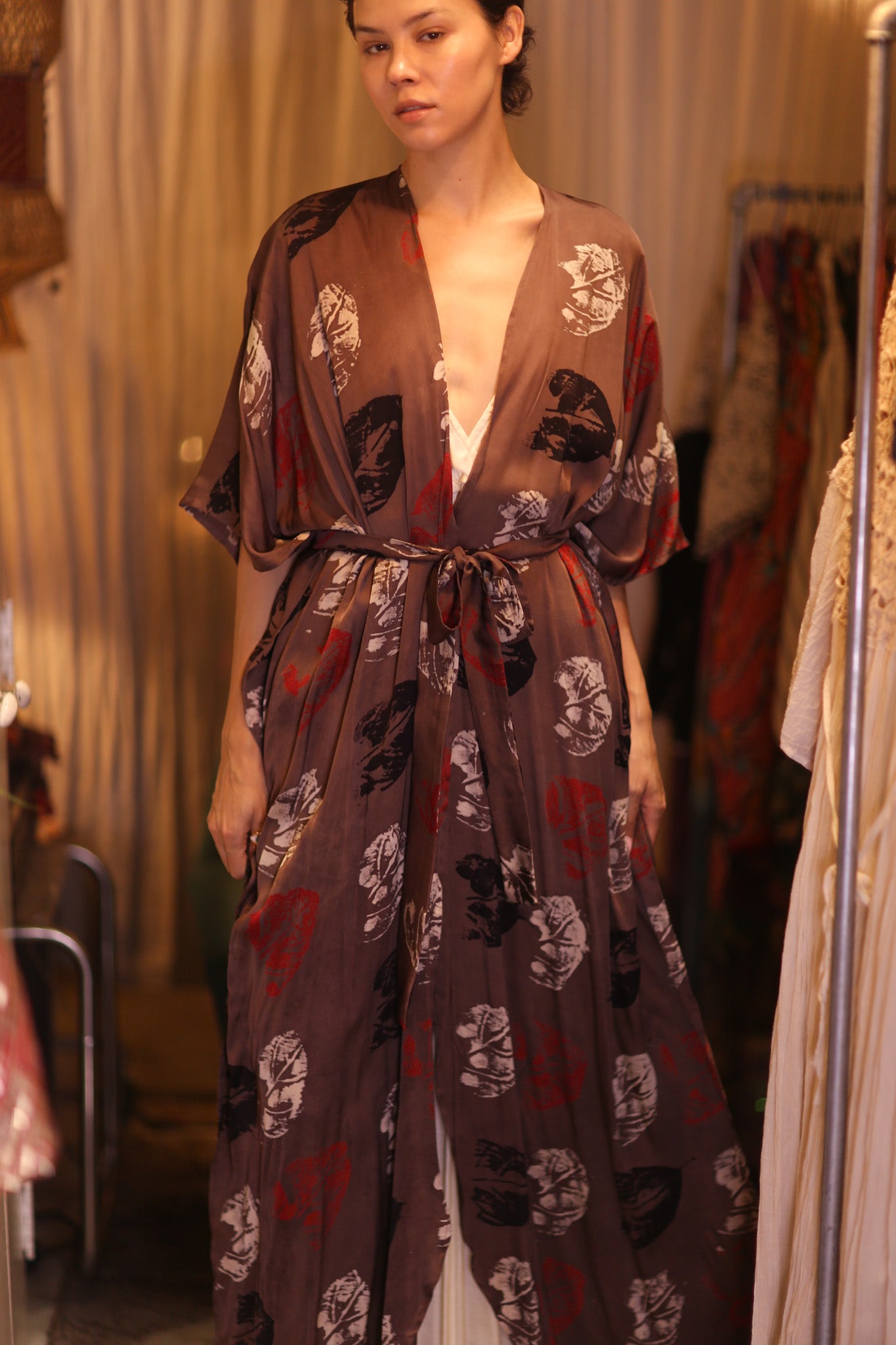 SILK LONG KIMONO WITH BELT NIKO