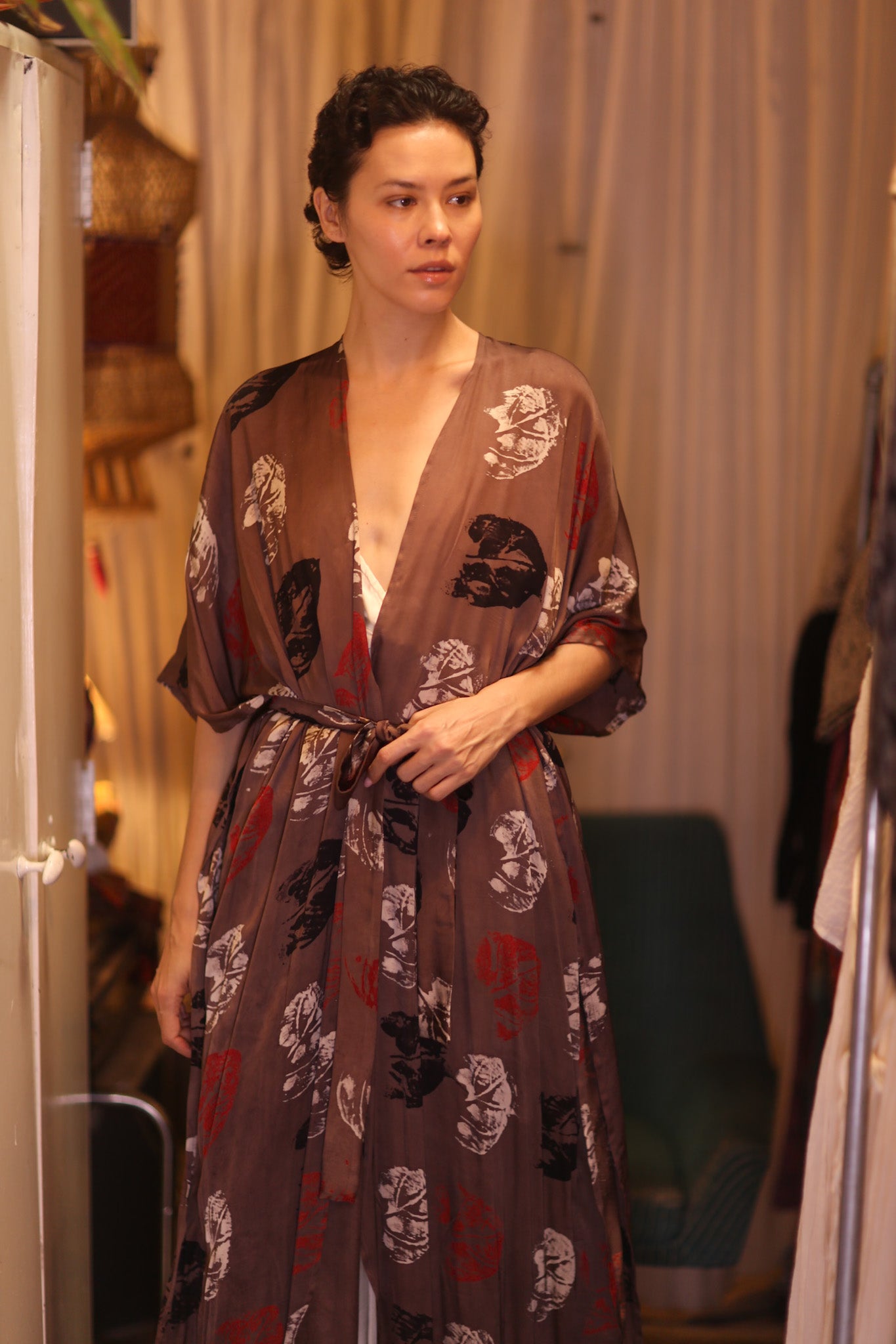 SILK LONG KIMONO WITH BELT NIKO
