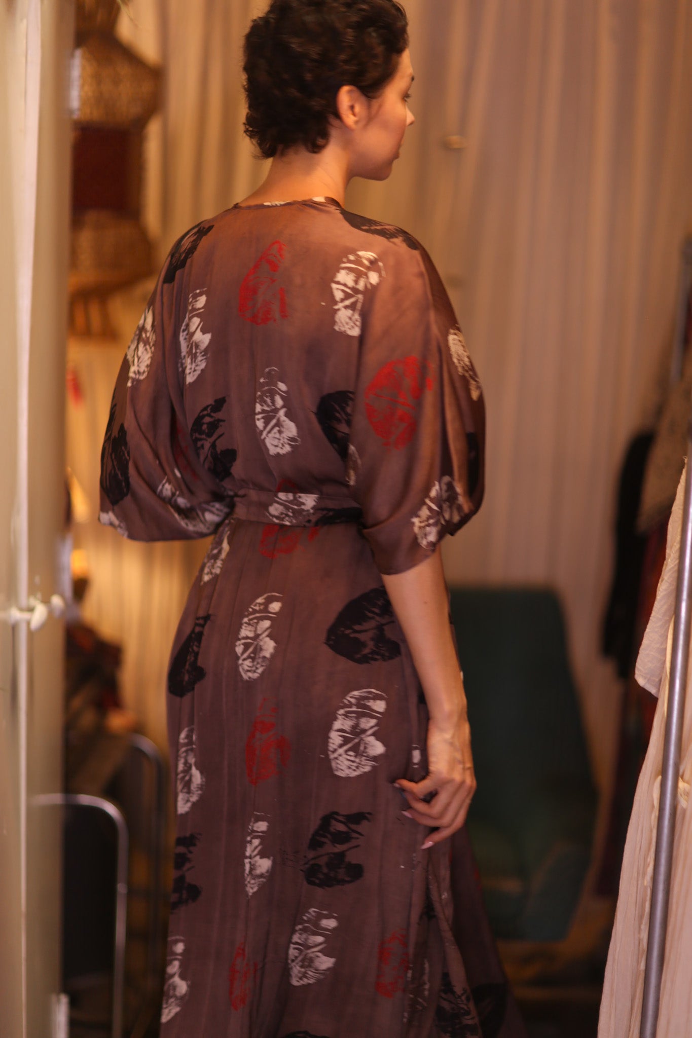 SILK LONG KIMONO WITH BELT NIKO