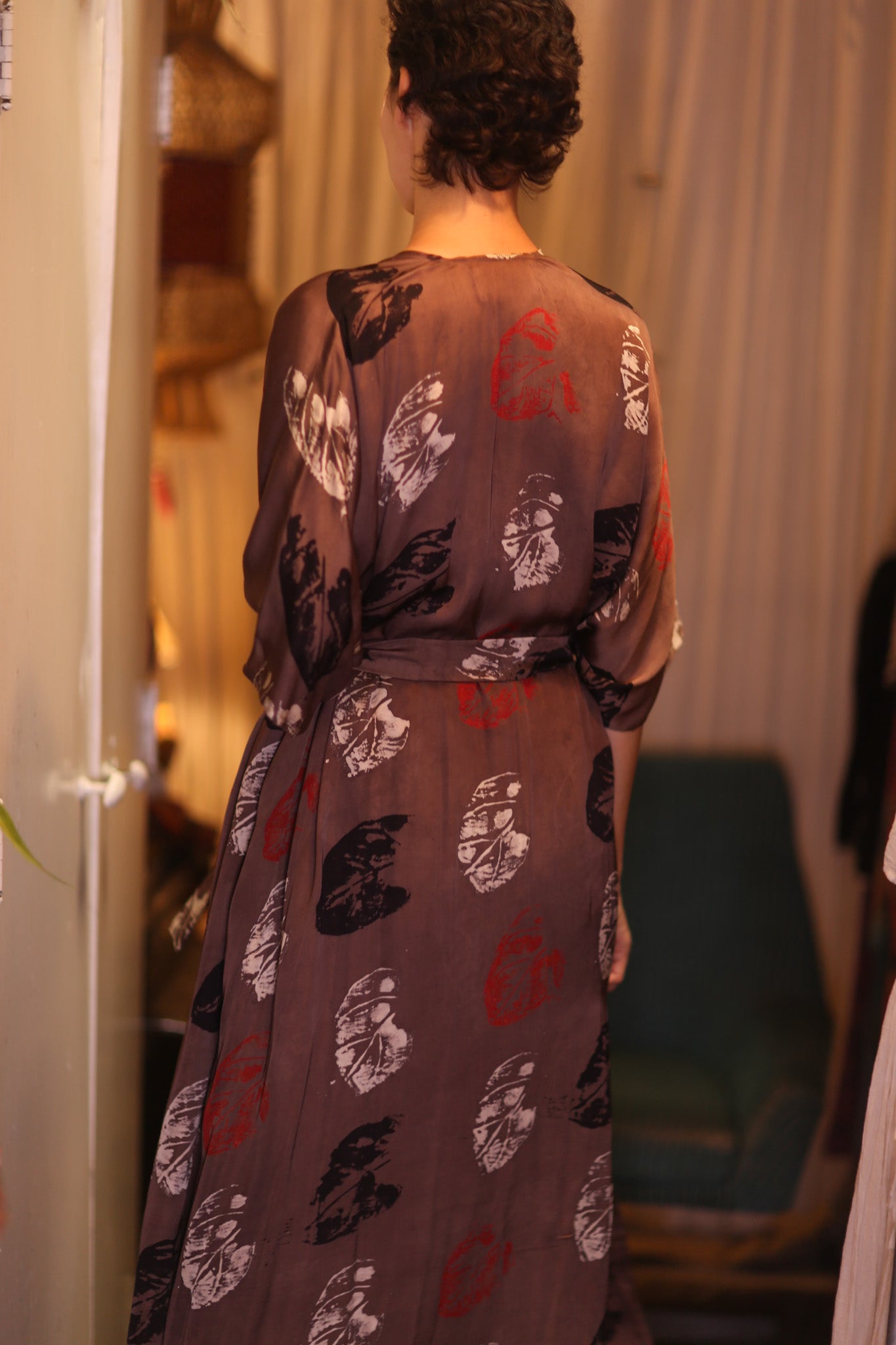SILK LONG KIMONO WITH BELT NIKO