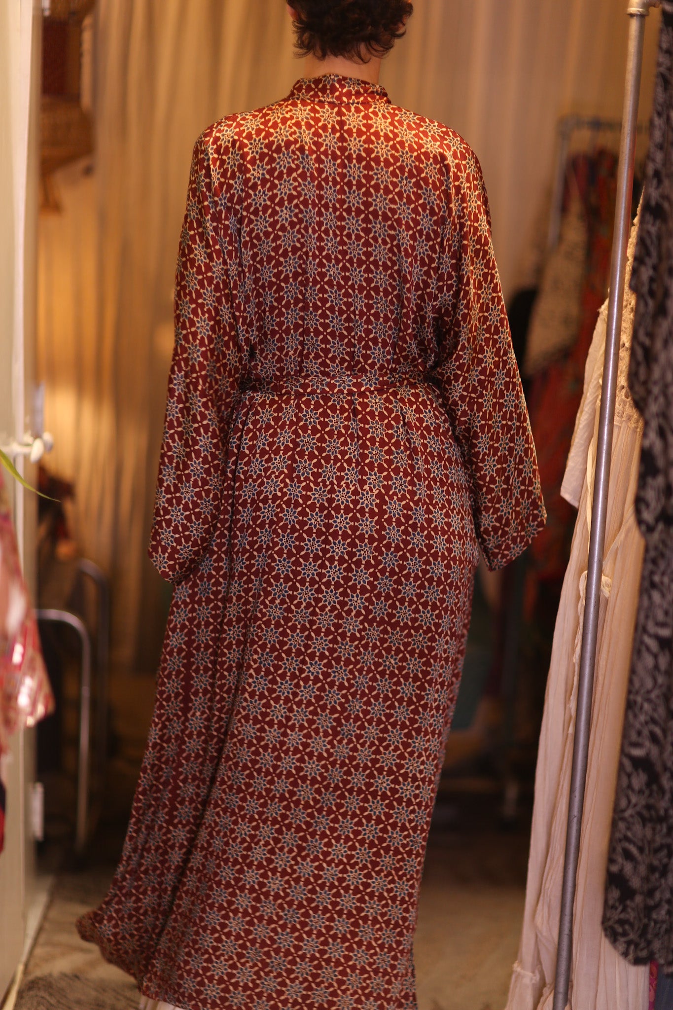 SILK LONG KIMONO WITH BELT UNI