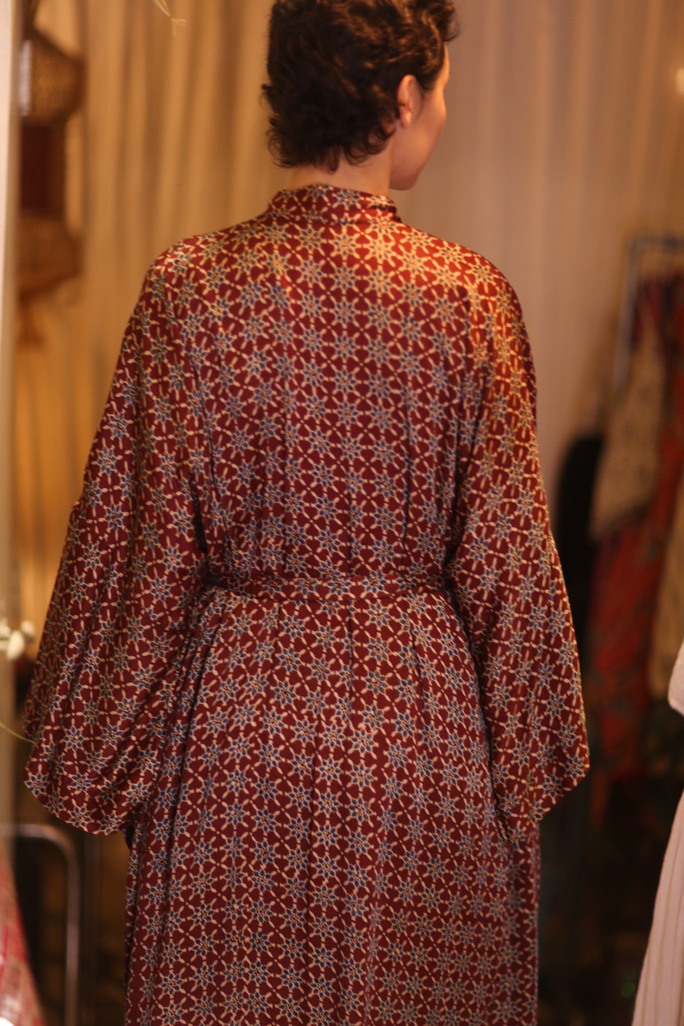 SILK LONG KIMONO WITH BELT UNI