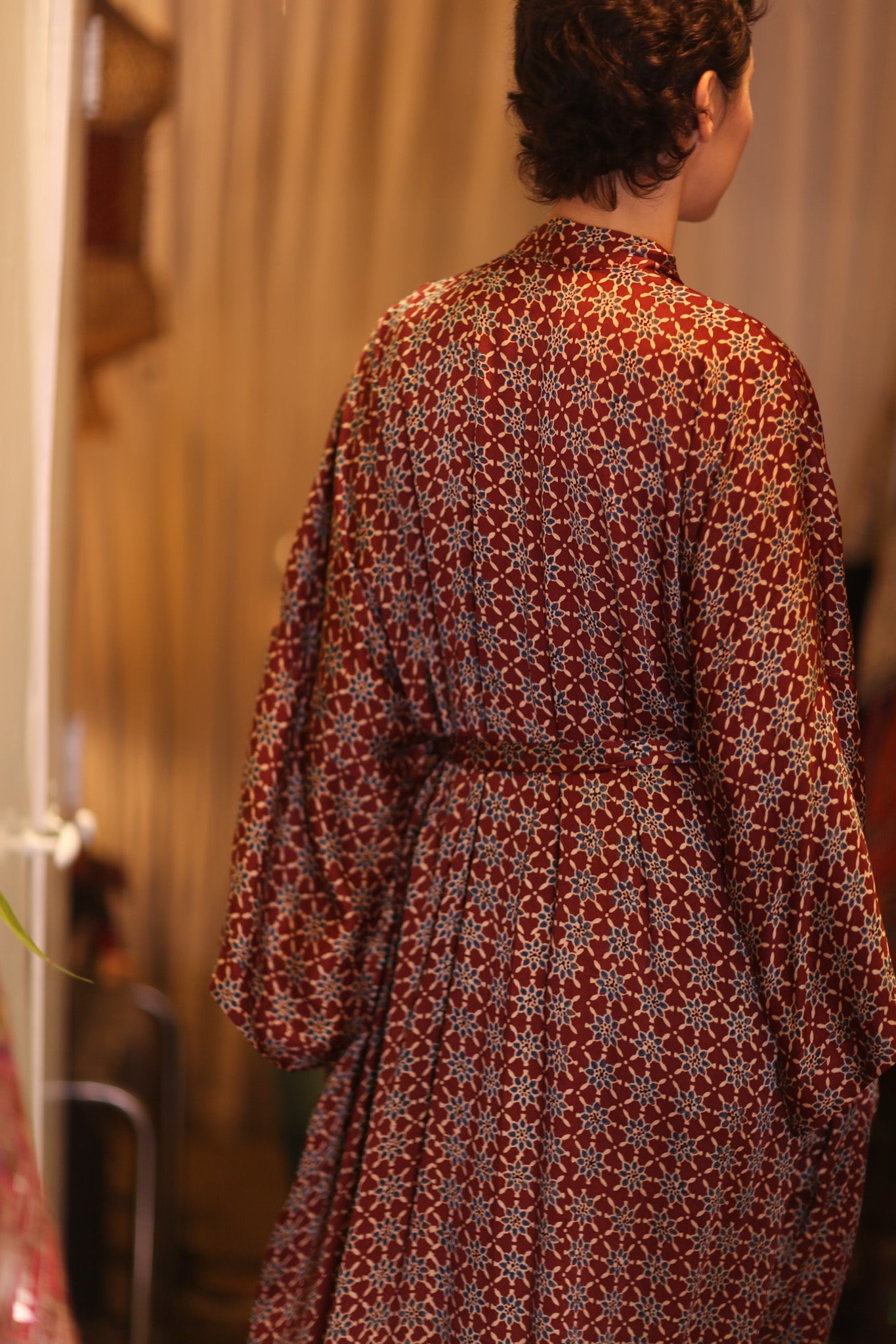 SILK LONG KIMONO WITH BELT UNI