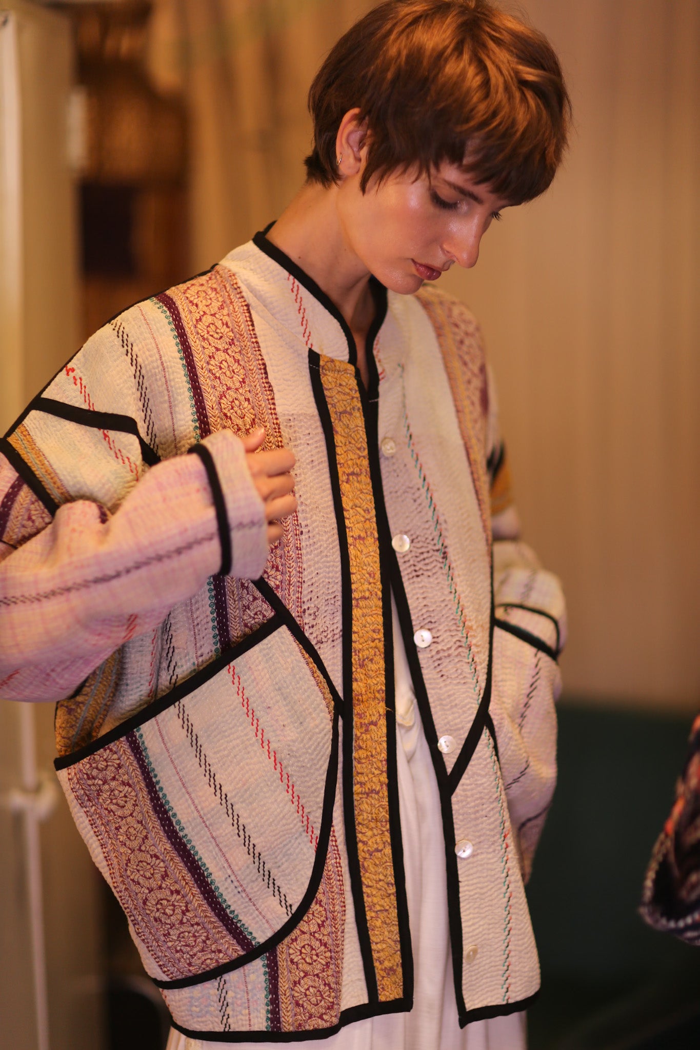 KANTHA BOMBER JACKET PINKGOLD