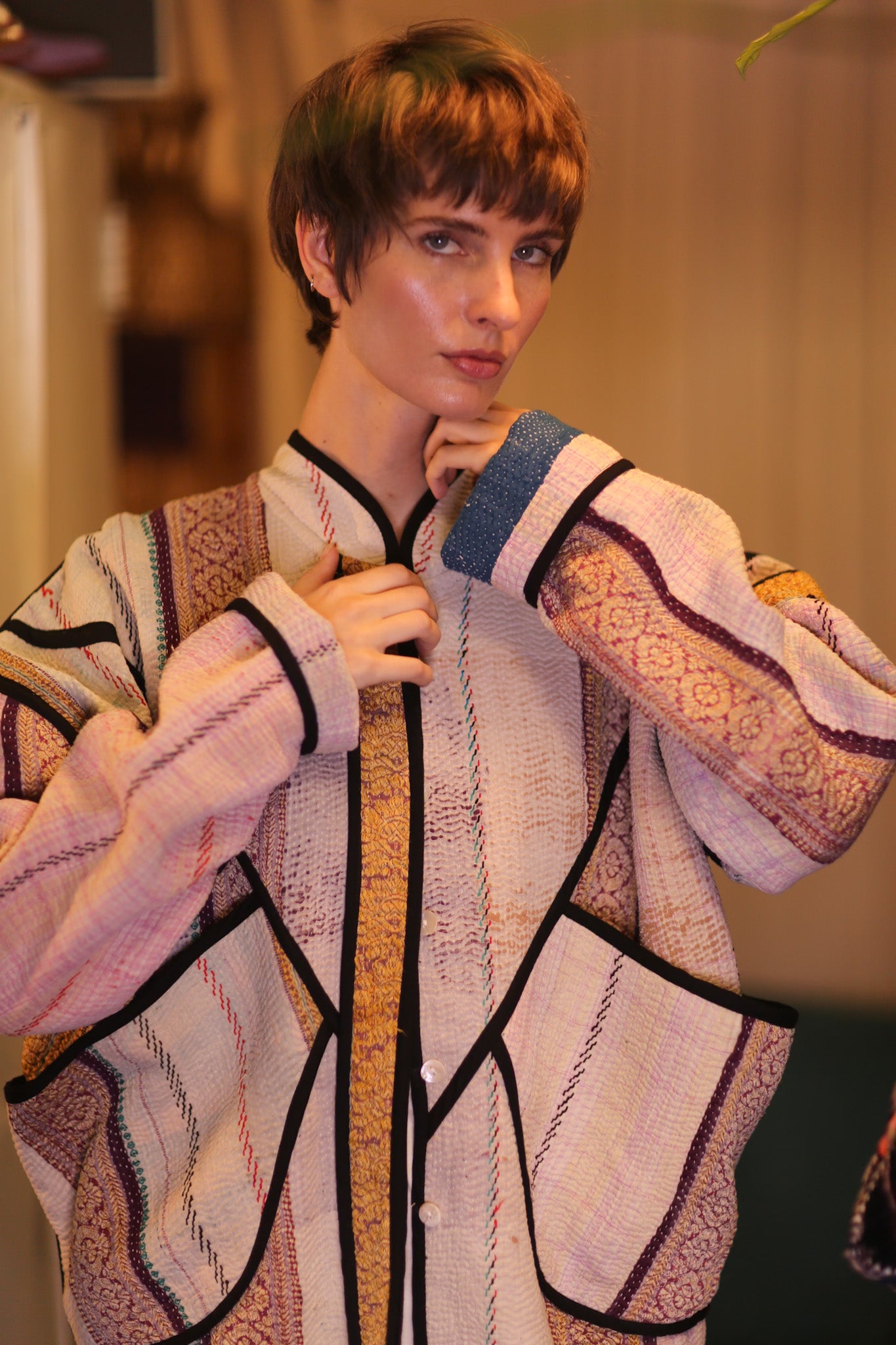 KANTHA BOMBER JACKET PINKGOLD