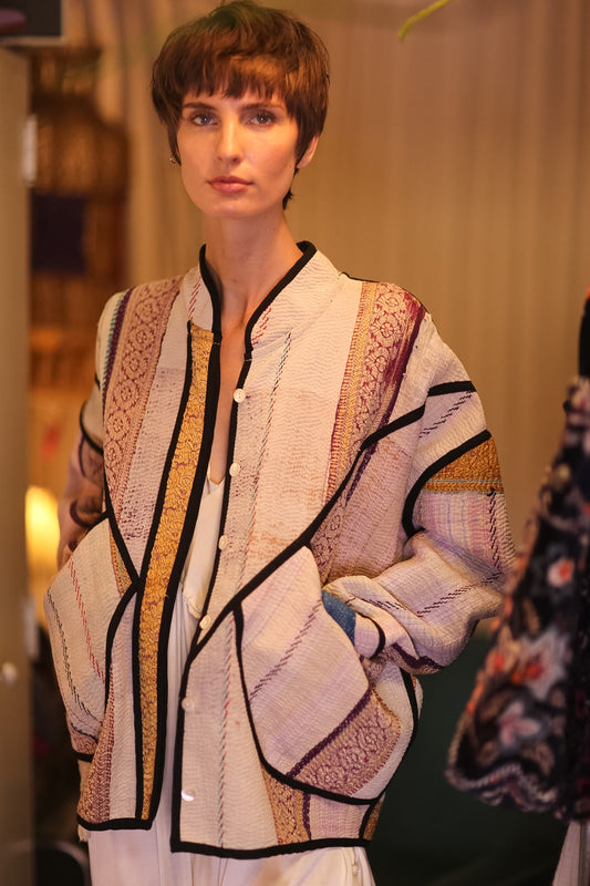 KANTHA BOMBER JACKET PINKGOLD