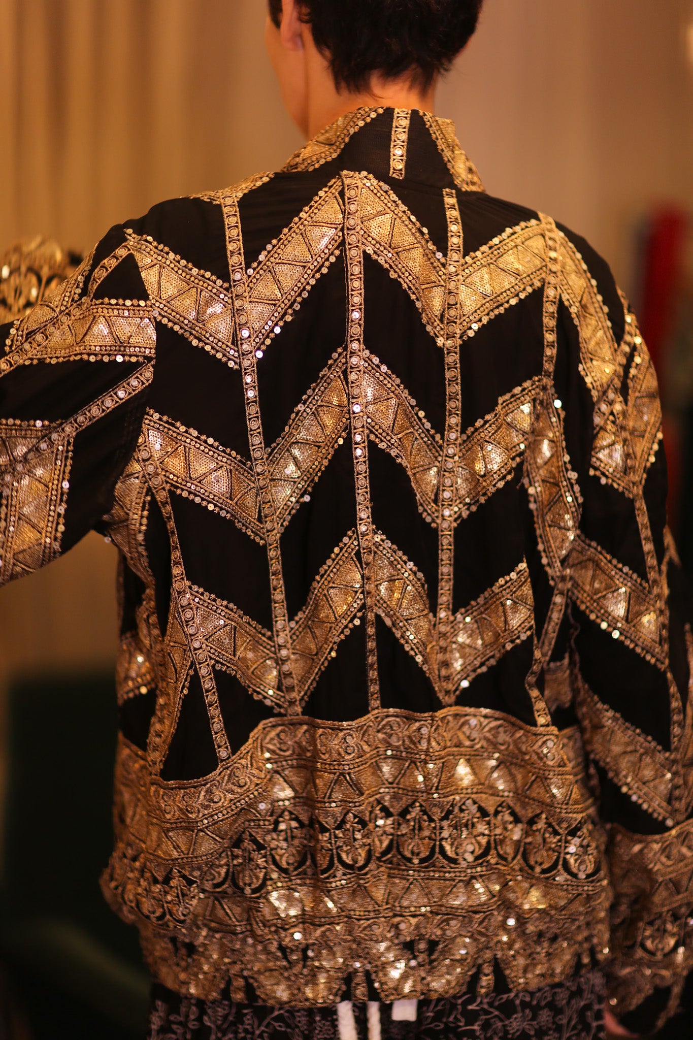 OVERSIZED EMBROIDERED SILK BOMBER JACKET WONMIN