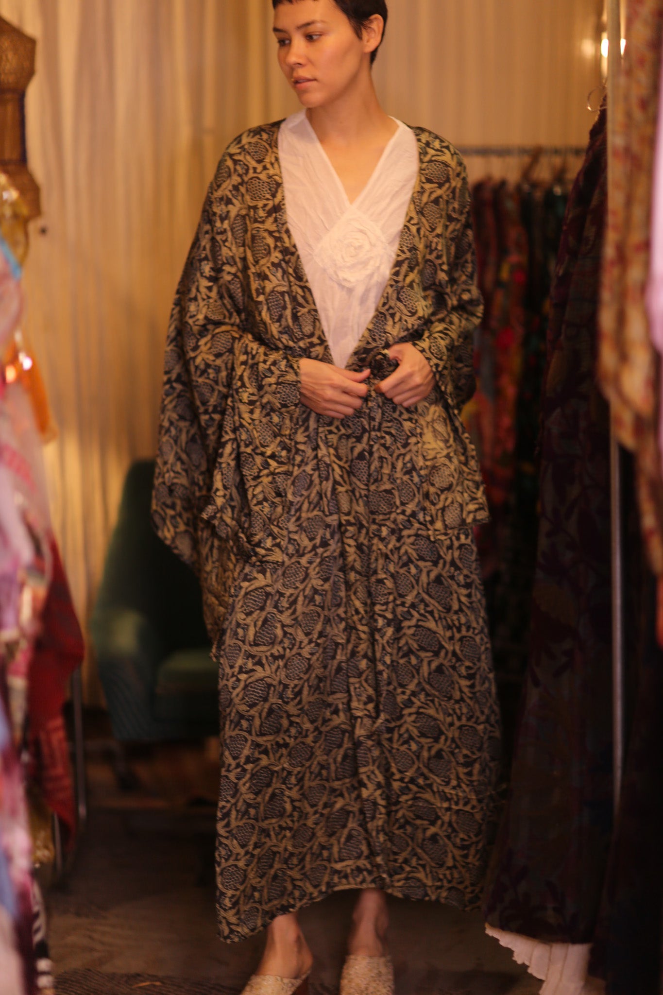 SILK WING KIMONO PINA CUSTARD APPLE YELLOW