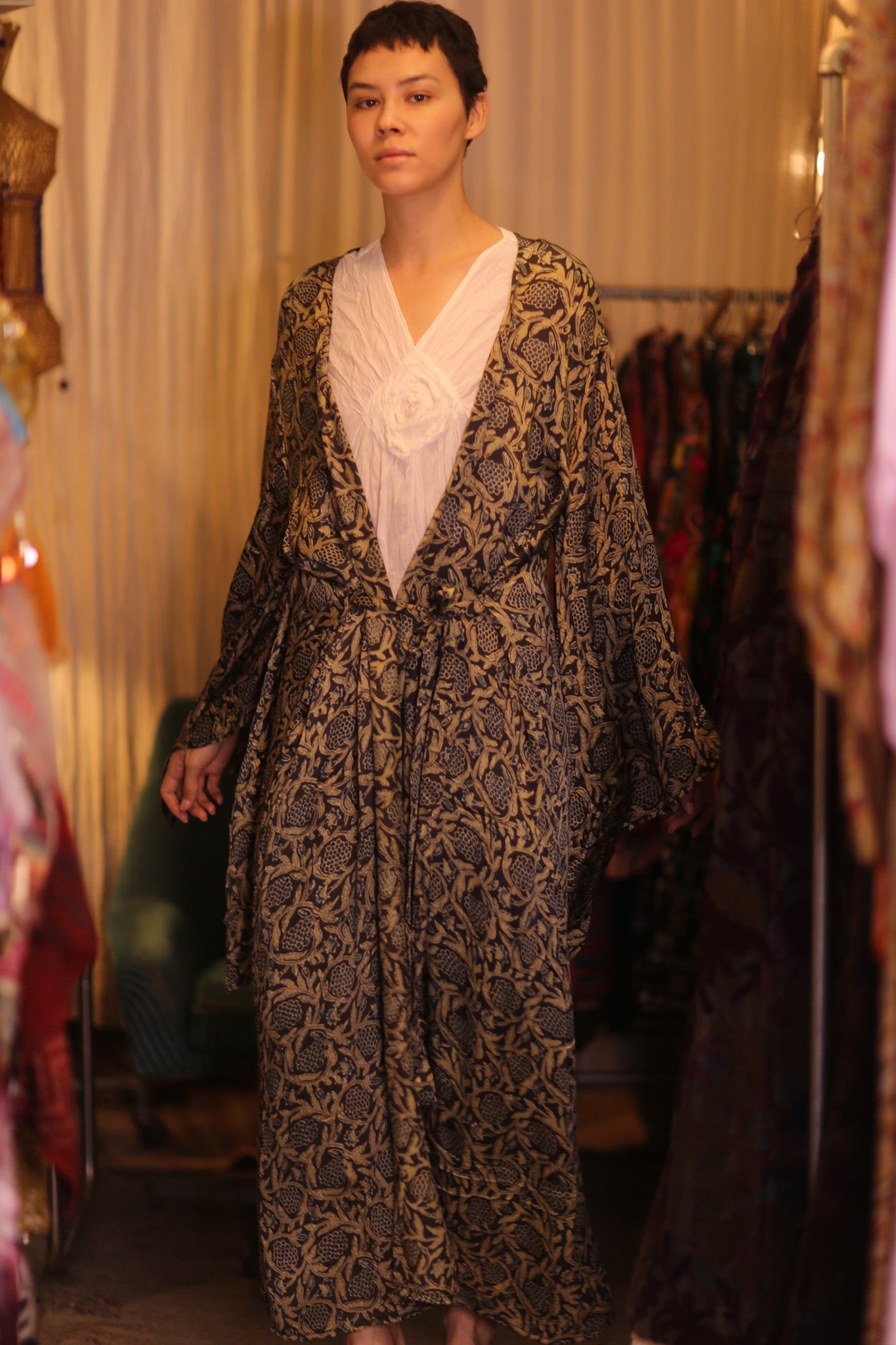 SILK WING KIMONO PINA CUSTARD APPLE YELLOW