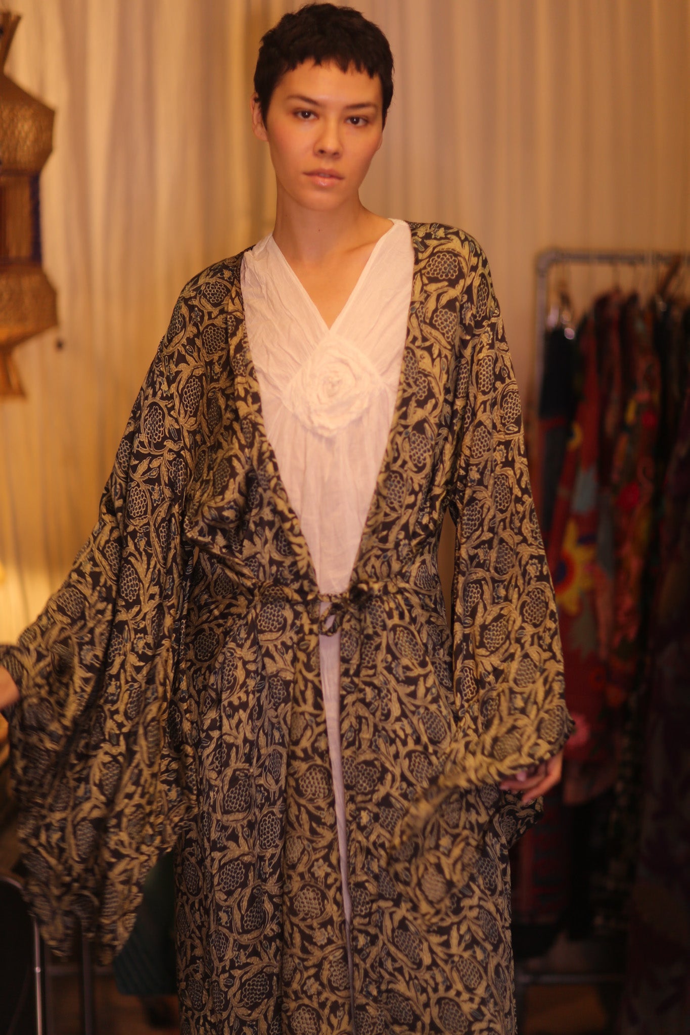 SILK WING KIMONO PINA CUSTARD APPLE YELLOW