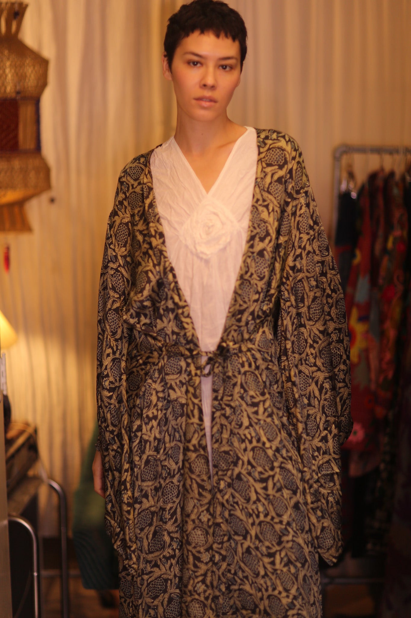 SILK WING KIMONO PINA CUSTARD APPLE YELLOW