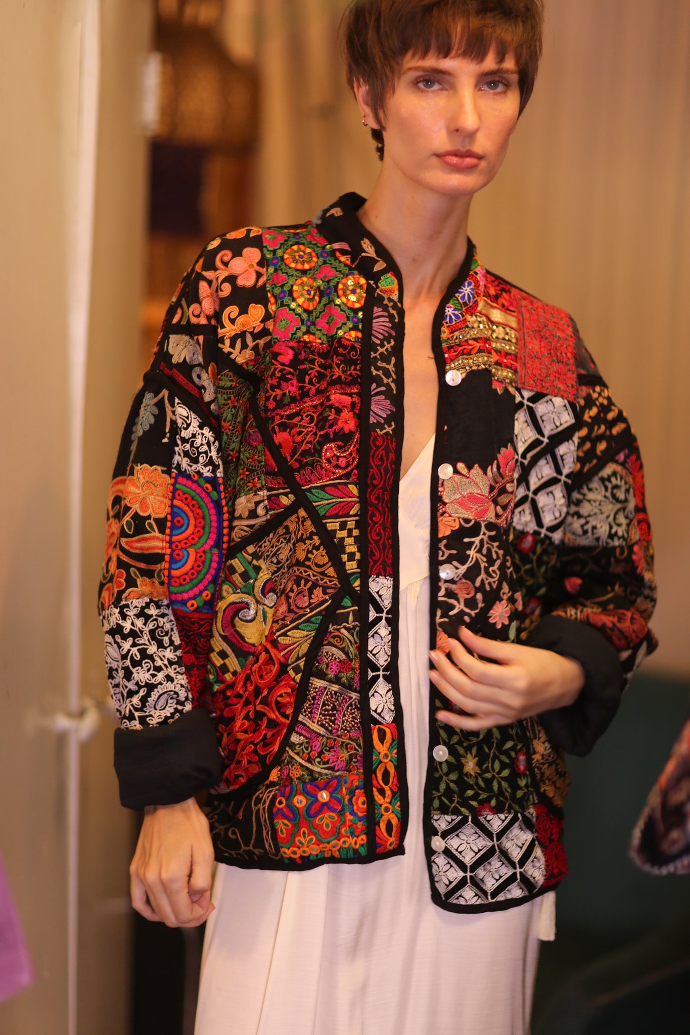 KANTHA JACKET EMBROIDERED PATCHWORK PATTERN EMPRESS