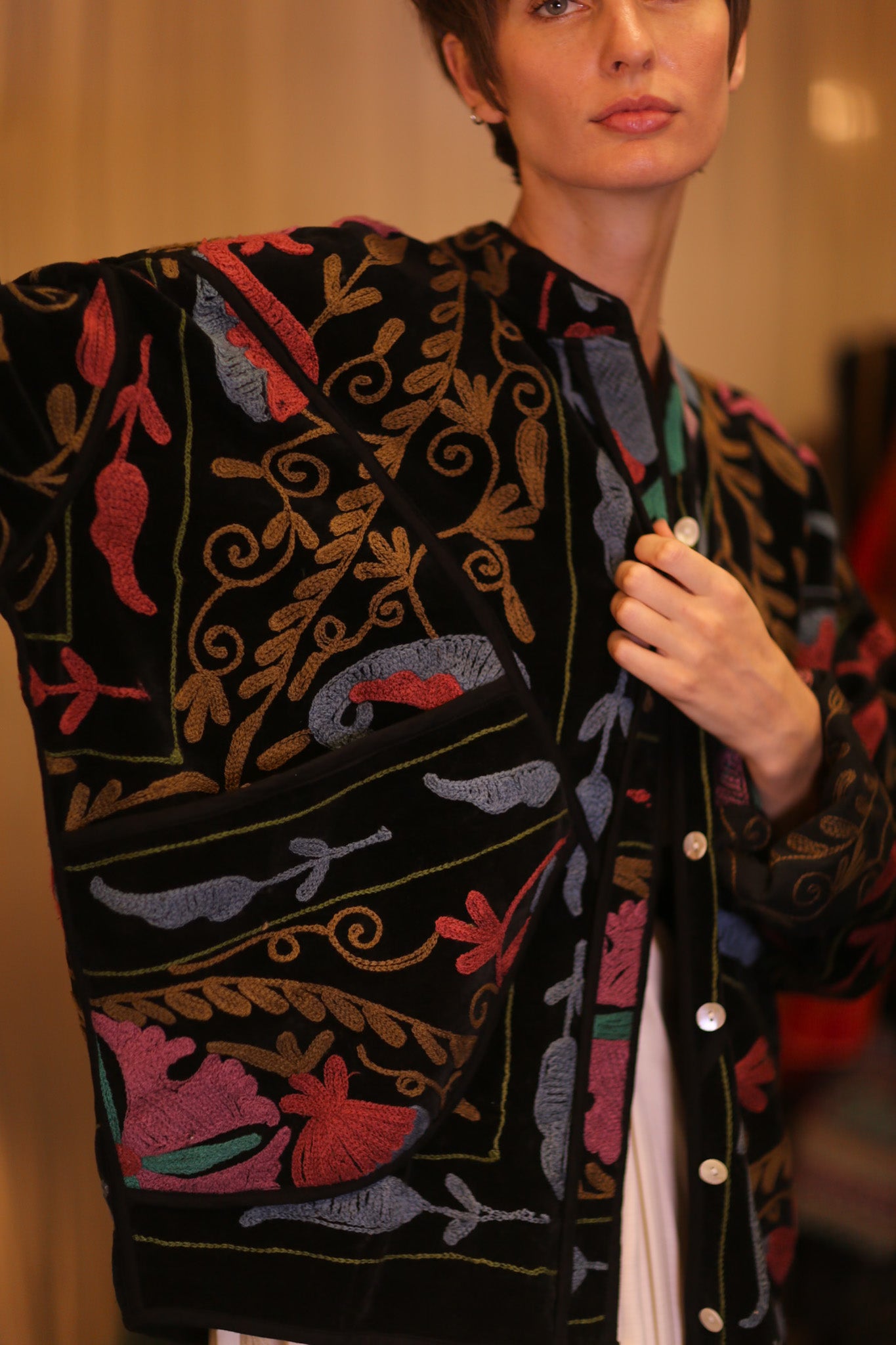 EMBROIDERED VELVET JACKET VIVID