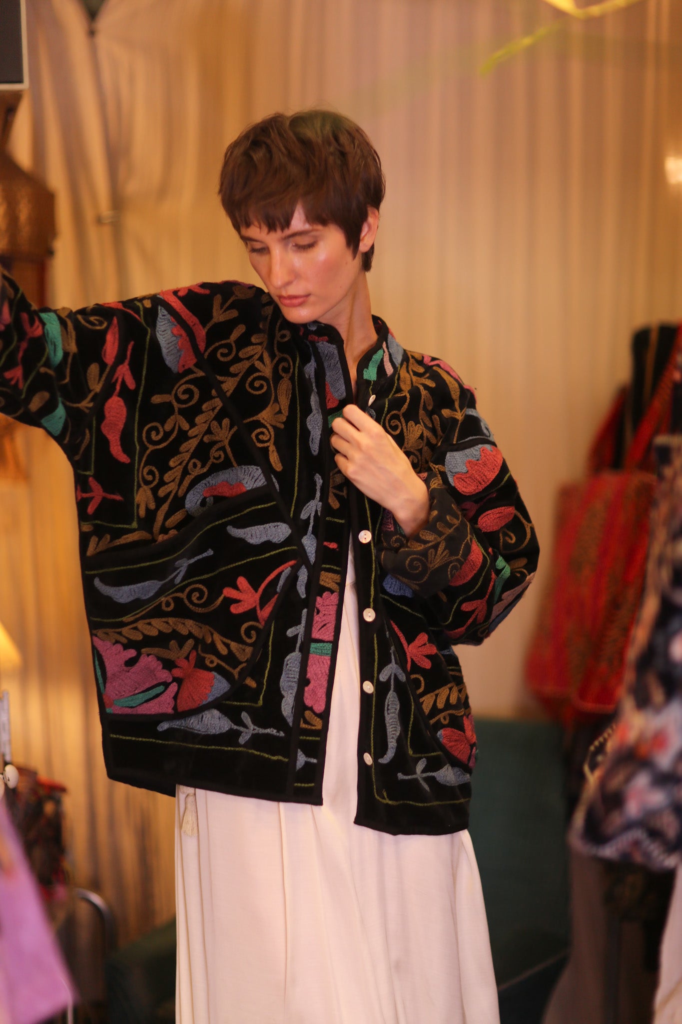 EMBROIDERED VELVET JACKET VIVID