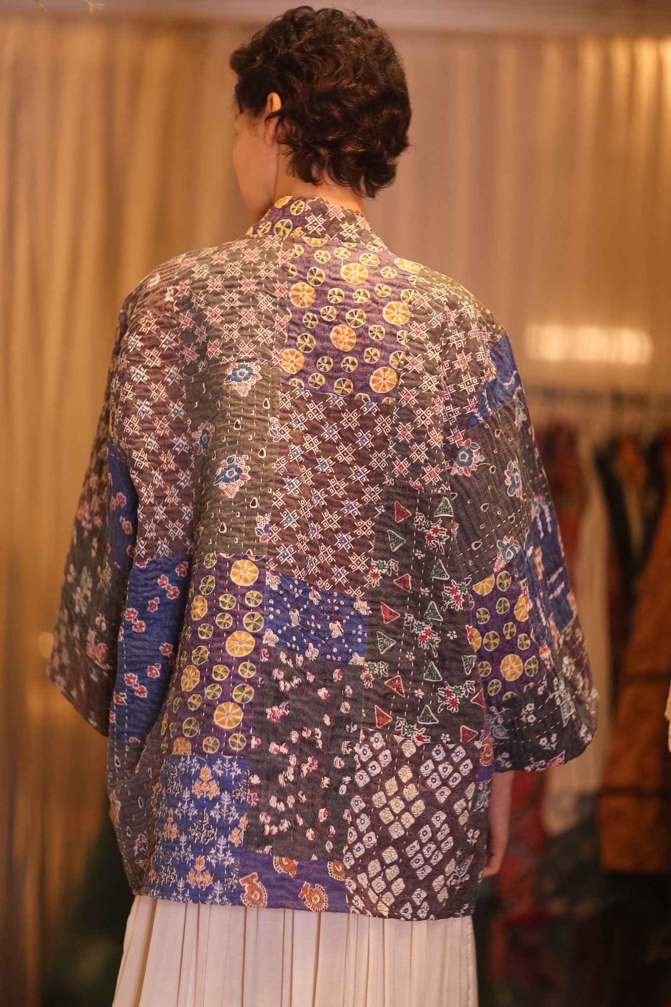 PATCHWORK PATTERN KANTHA SHORT KIMONO MEEPHYO