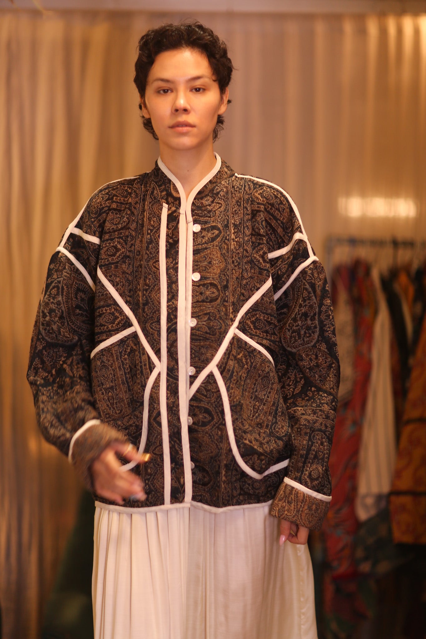JACKET PATTERN EMBROIDERED SHAWL COTTON WOOL JUNO