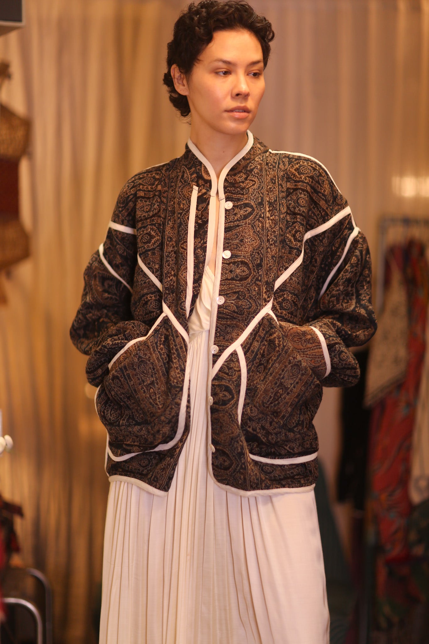 JACKET PATTERN EMBROIDERED SHAWL COTTON WOOL JUNO