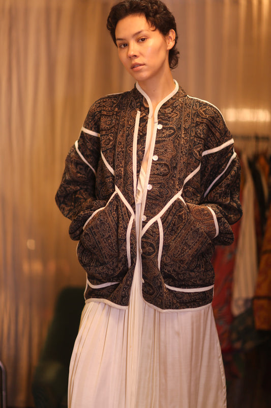 JACKET PATTERN EMBROIDERED SHAWL COTTON WOOL JUNO