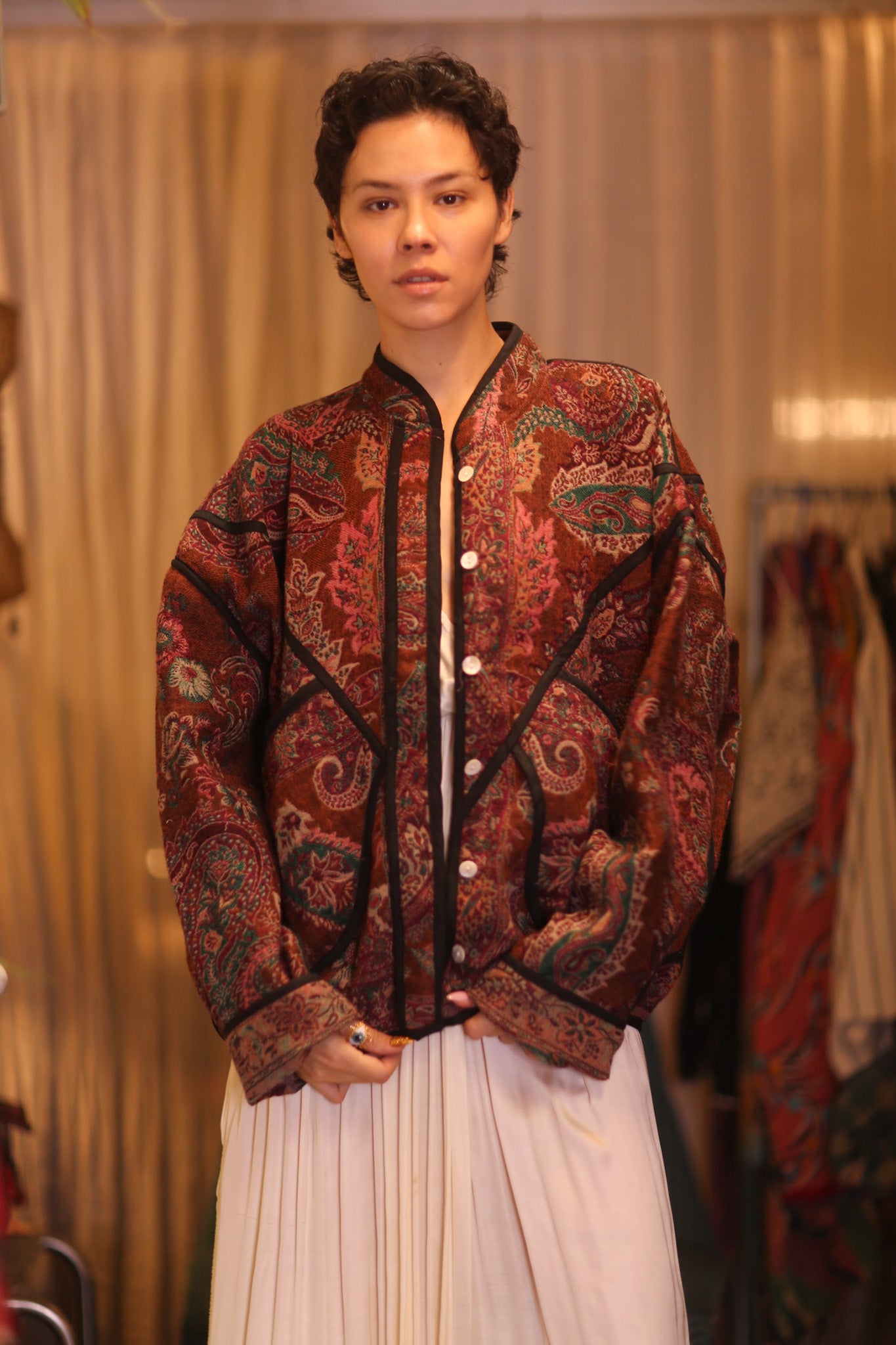 JACKET PATTERN EMBROIDERED SHAWL COTTON WOOL YOOJI