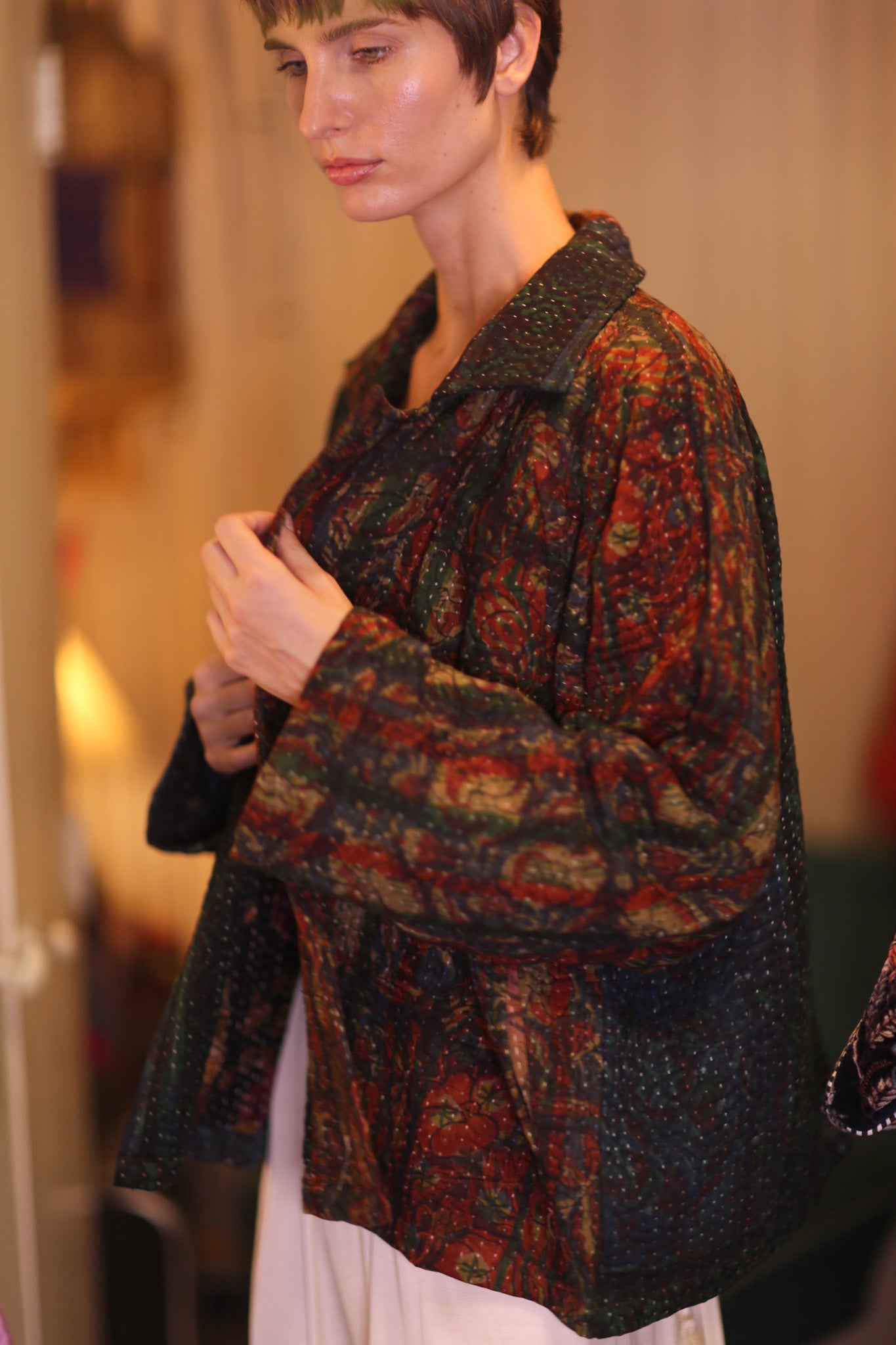 PATTERN KANTHA JACKET GARNET