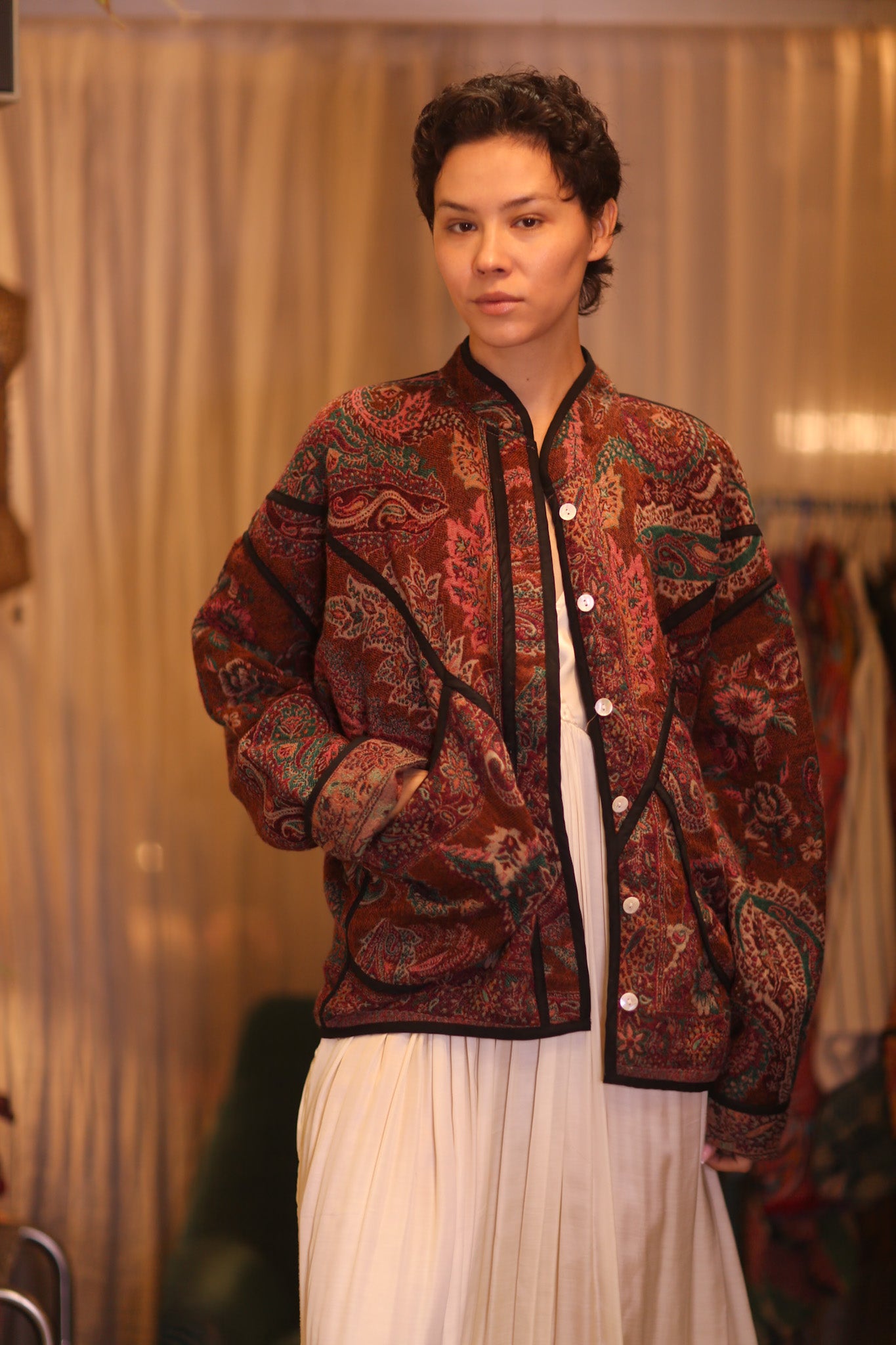 JACKET PATTERN EMBROIDERED SHAWL COTTON WOOL YOOJI