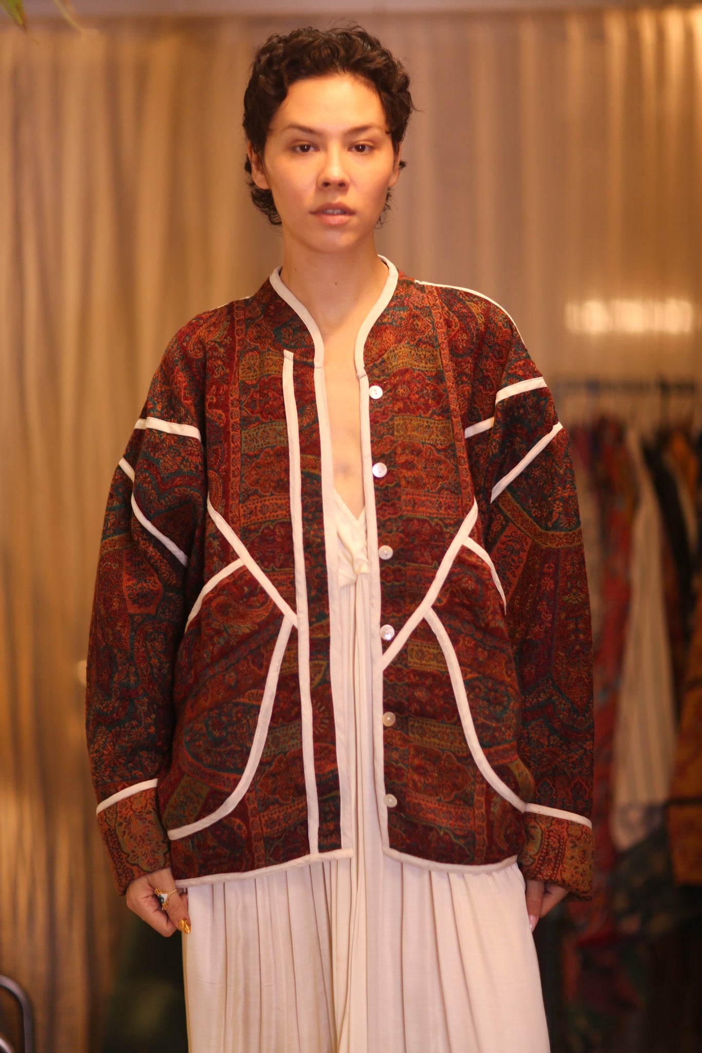 JACKET PATTERN EMBROIDERED SHAWL COTTON WOOL PAZIN