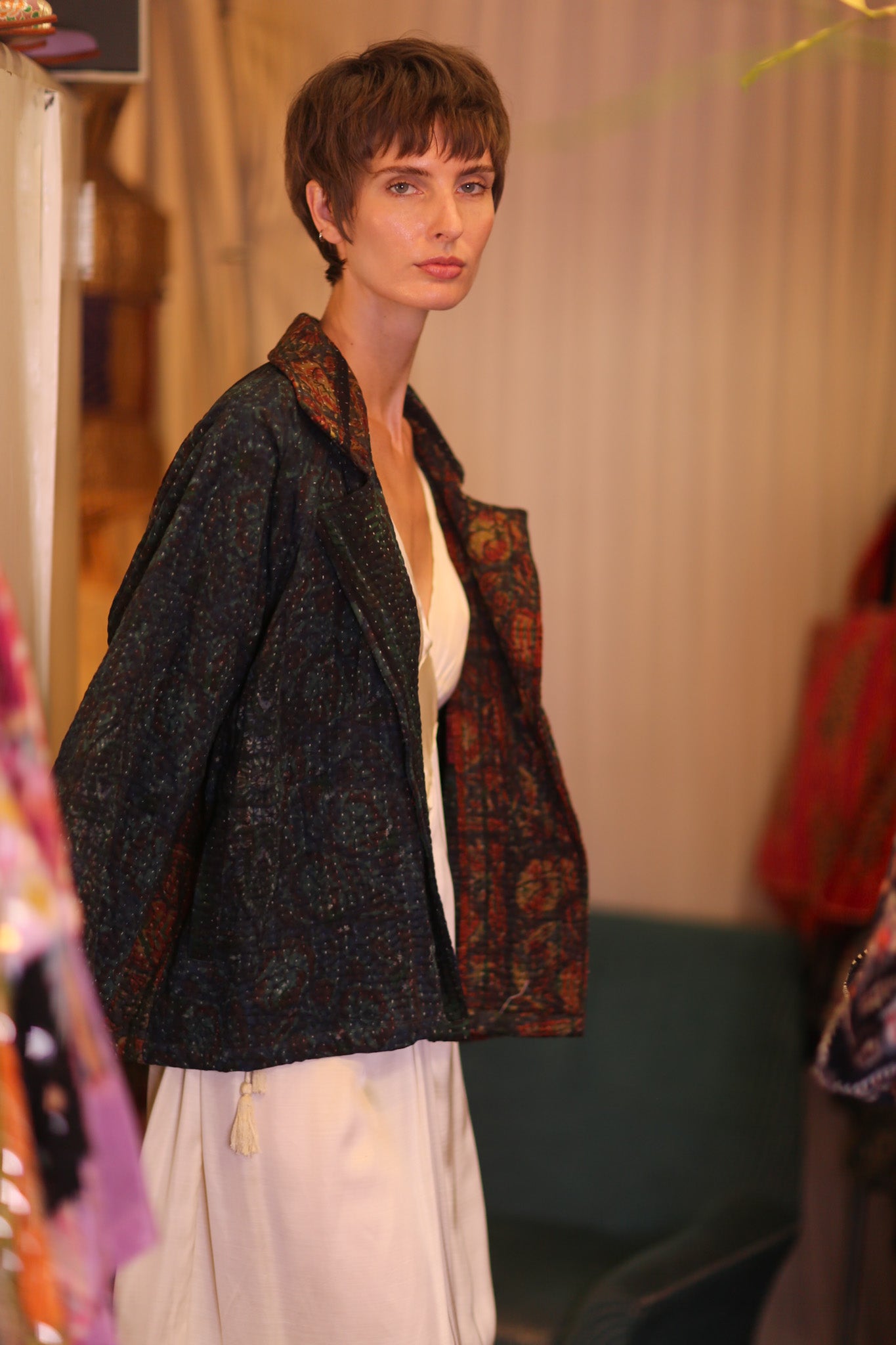 PATTERN KANTHA JACKET GARNET