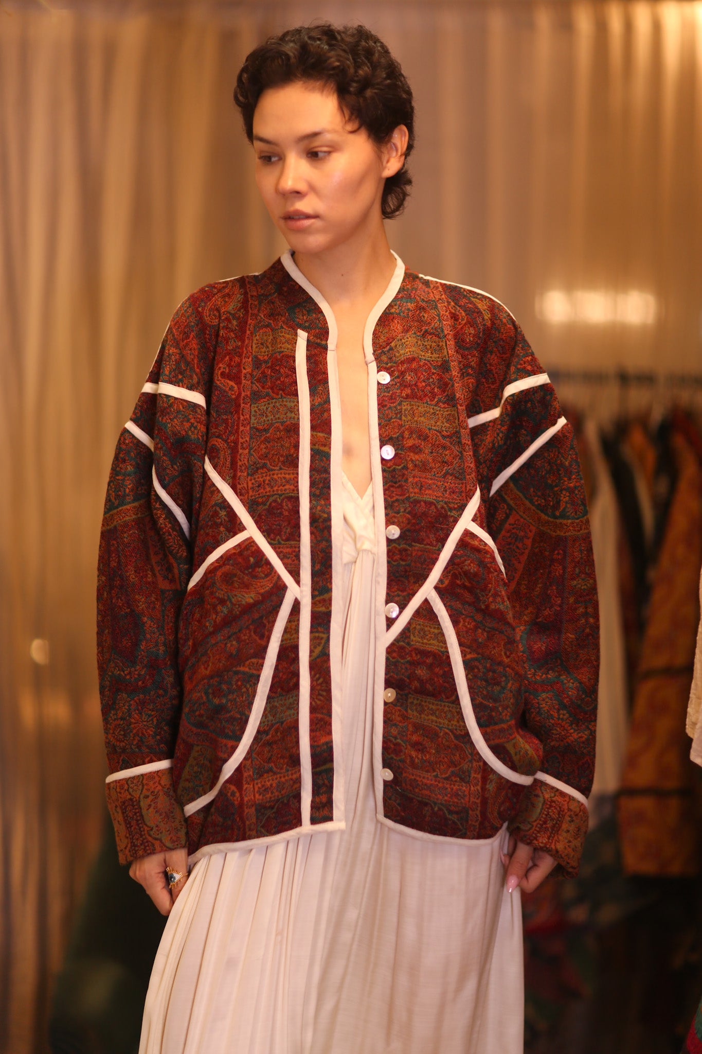 JACKET PATTERN EMBROIDERED SHAWL COTTON WOOL PAZIN