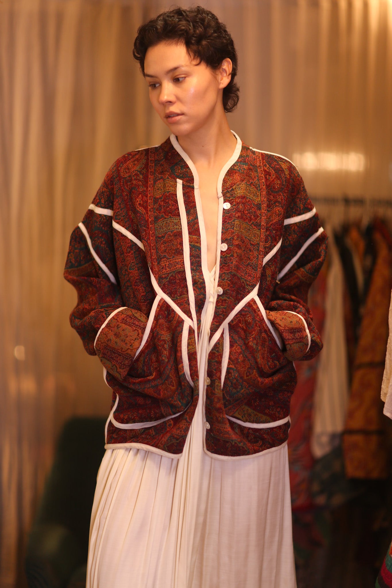 JACKET PATTERN EMBROIDERED SHAWL COTTON WOOL PAZIN