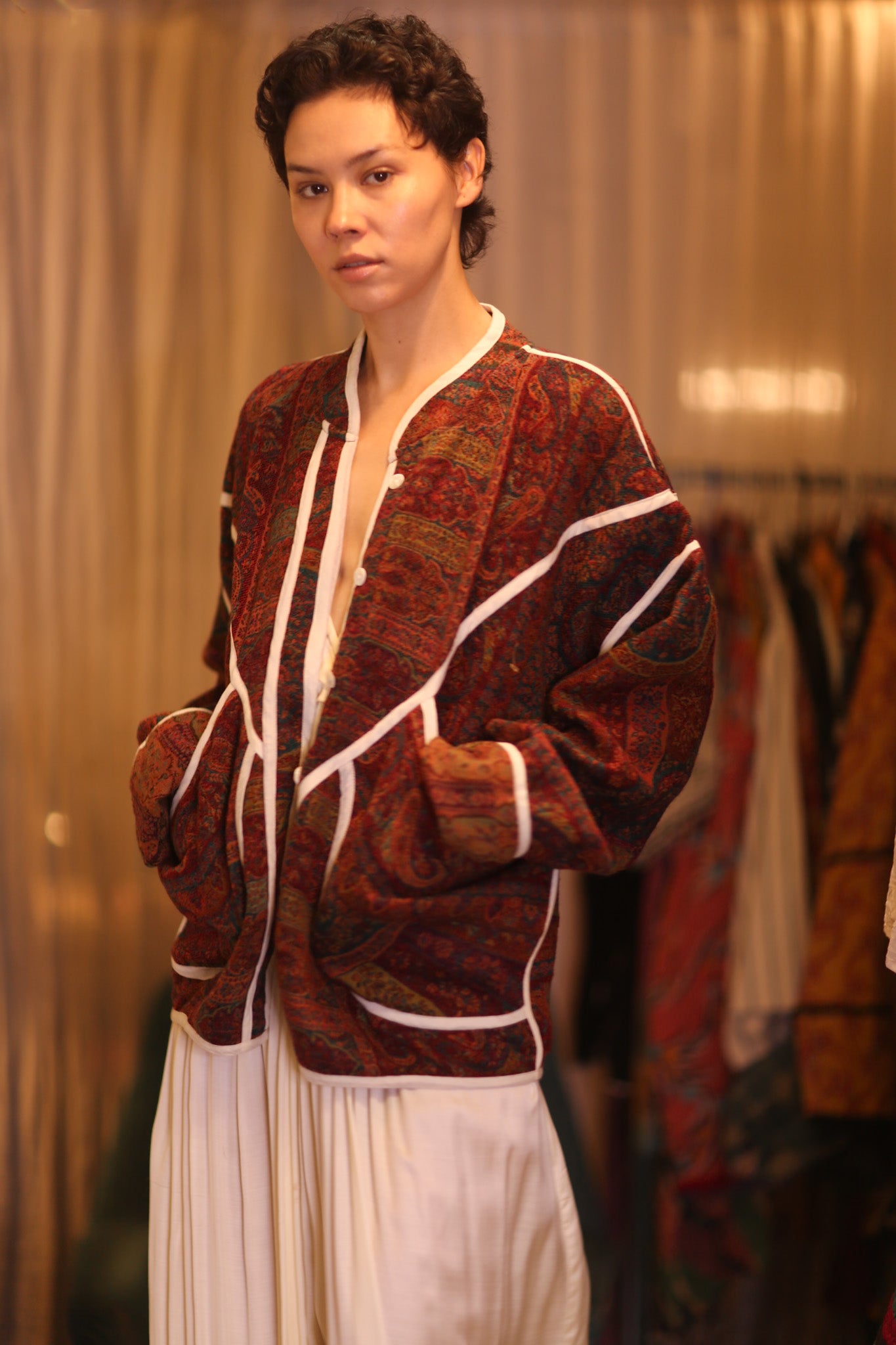 JACKET PATTERN EMBROIDERED SHAWL COTTON WOOL PAZIN