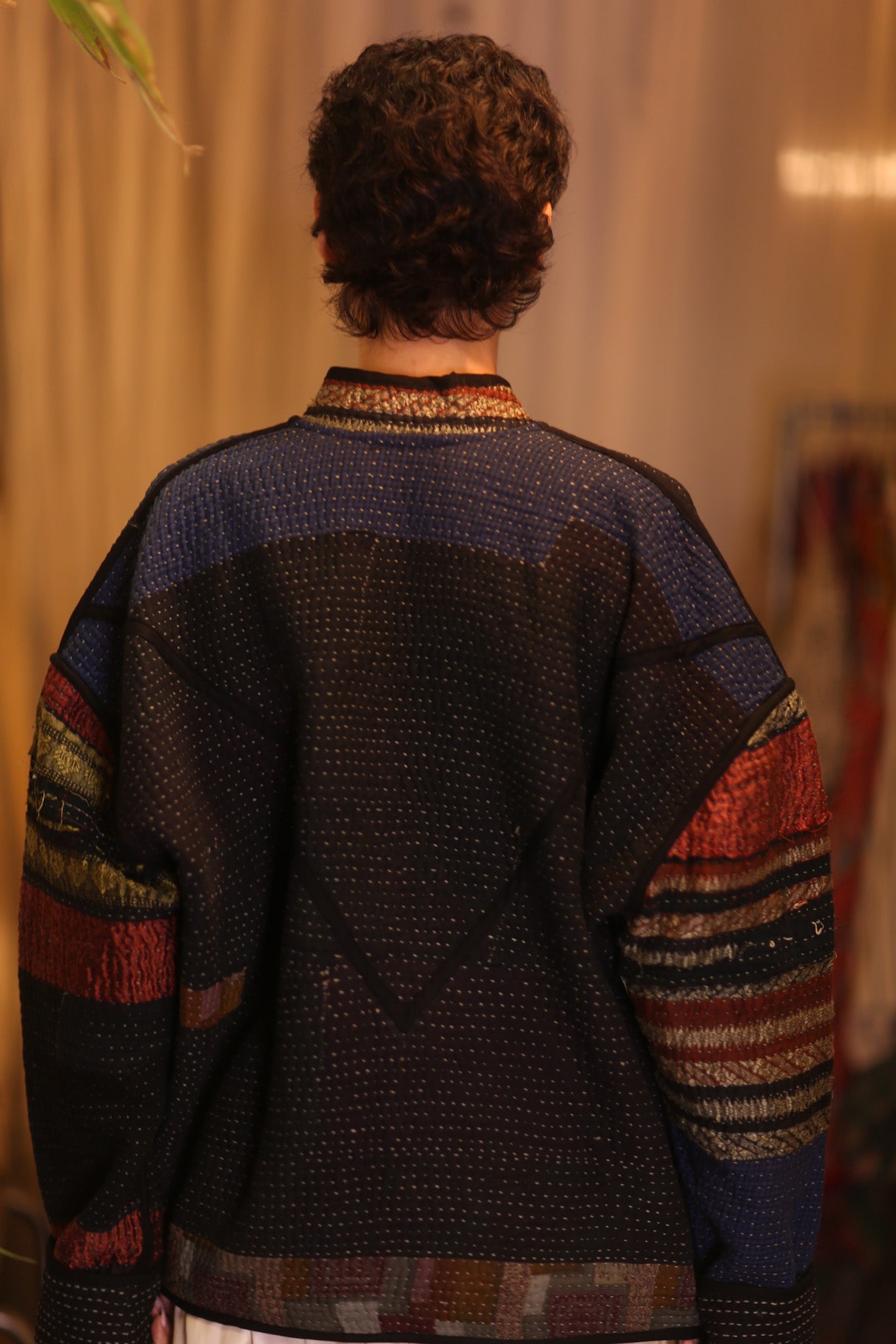 PATCHWORK PATTERN KANTHA JACKET CHIN