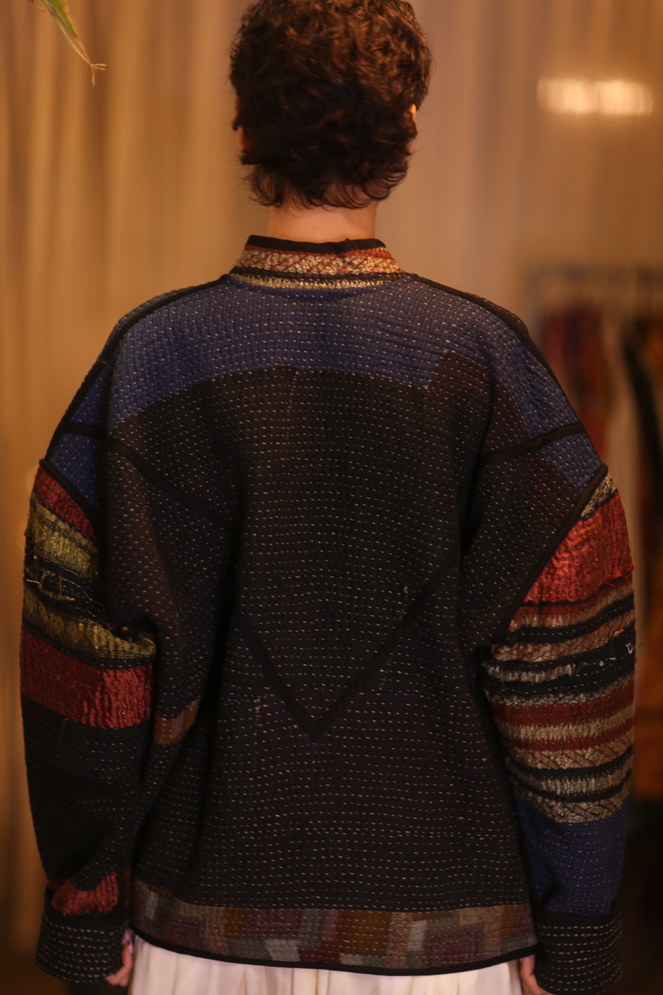 PATCHWORK PATTERN KANTHA JACKET CHIN