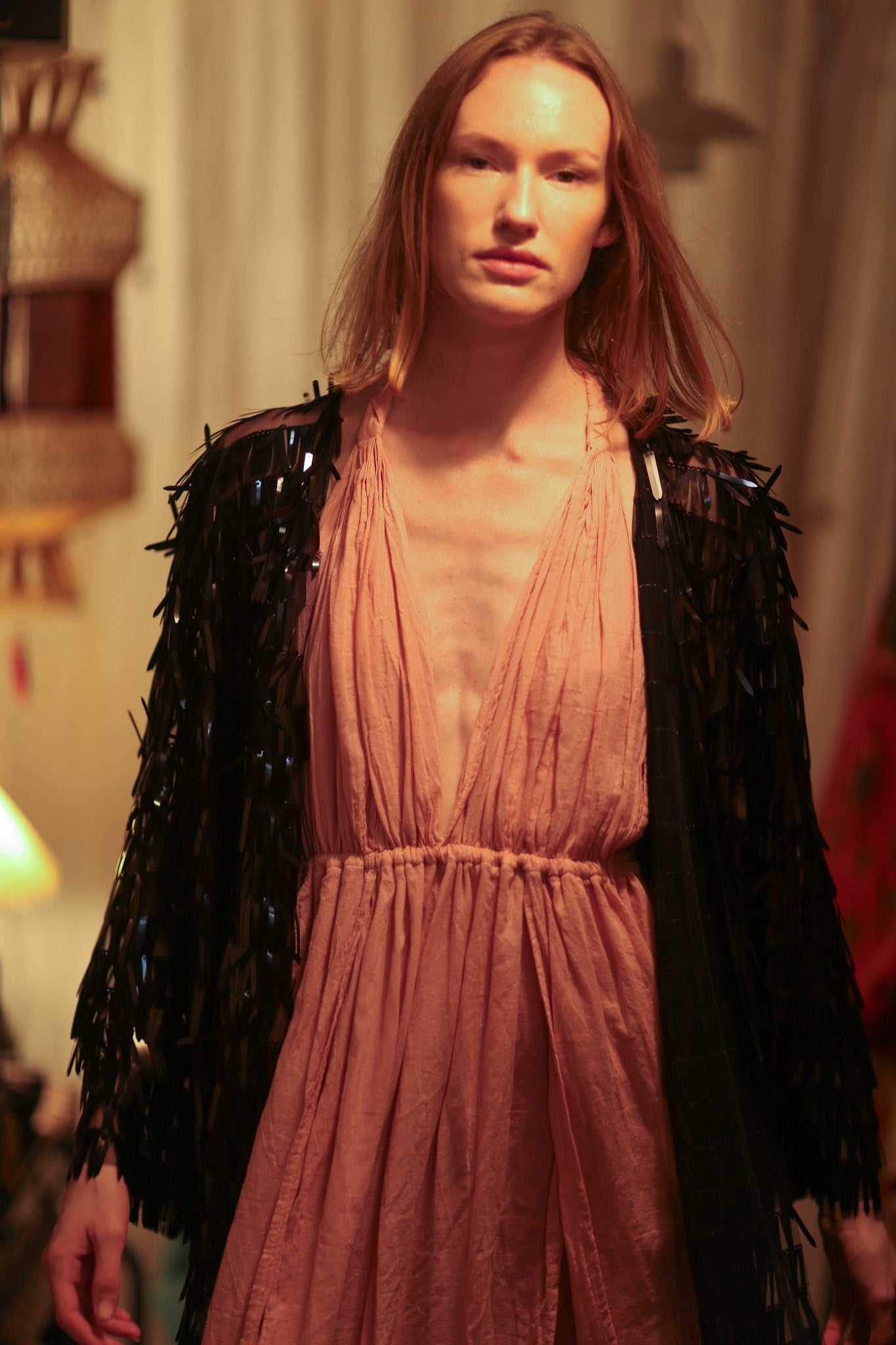 MARION SEQUINED SHORT KIMONO BLACK