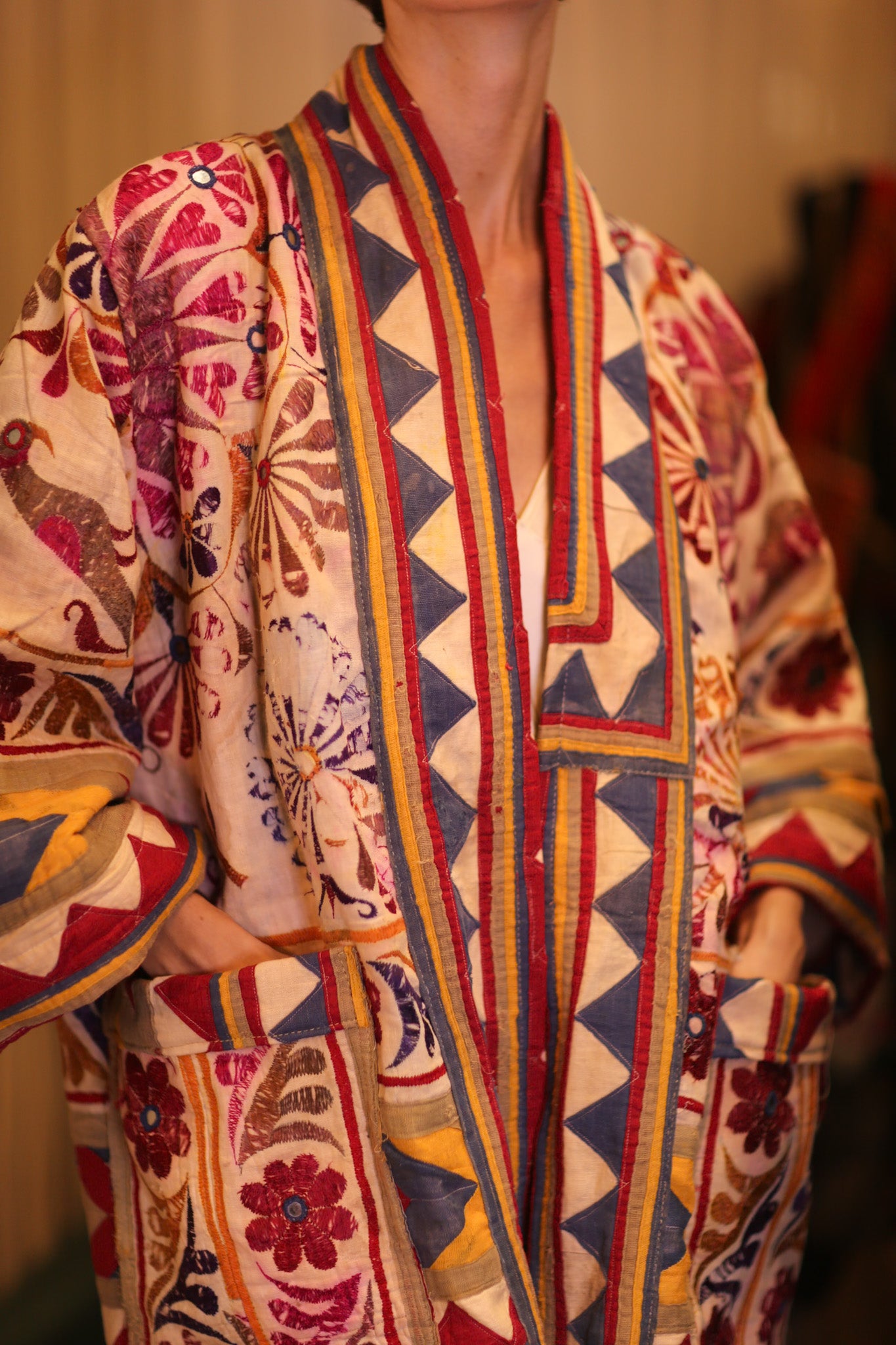 PATCHWORK PATTERN SHORT KIMONO GRITA