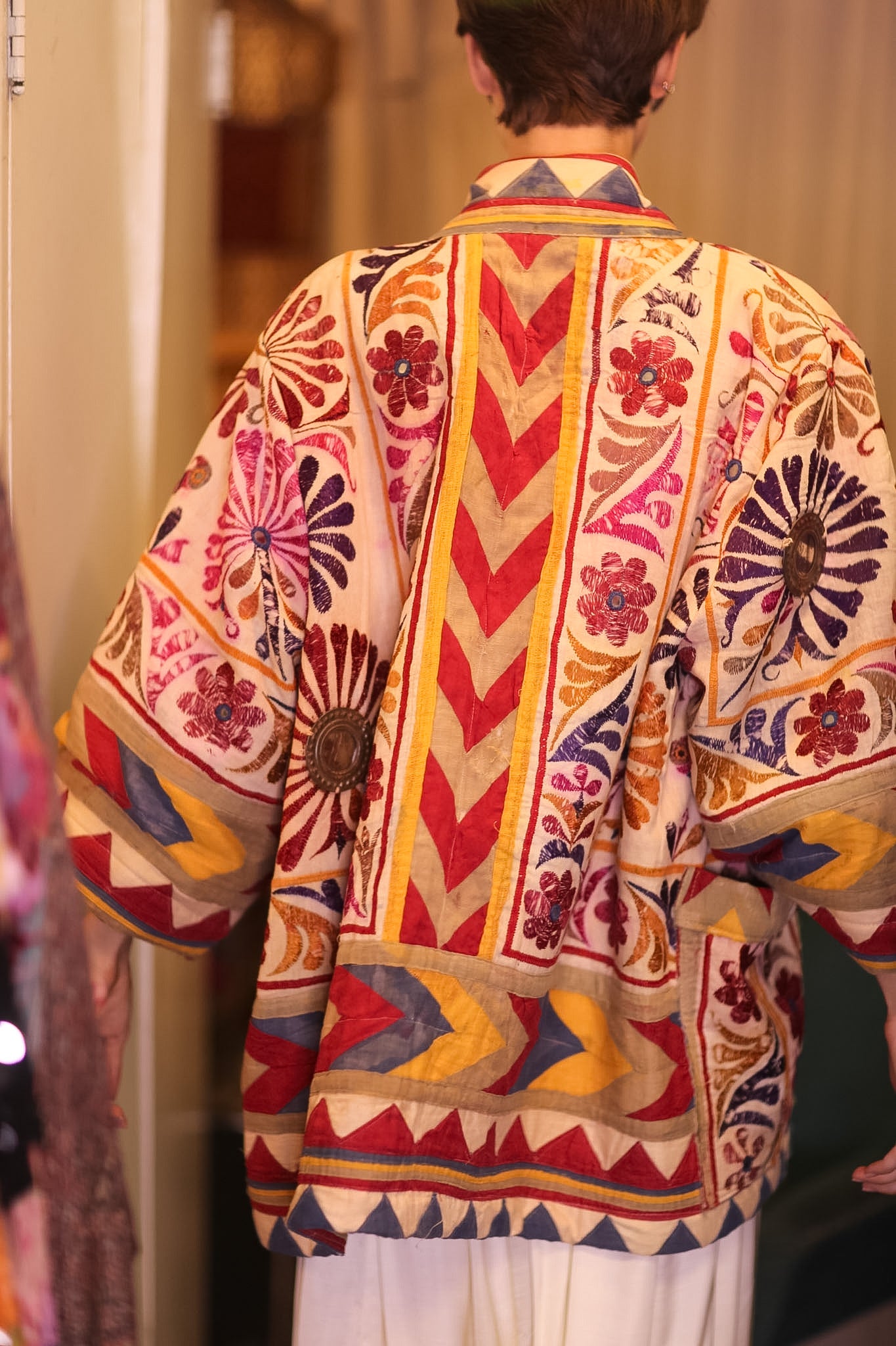 PATCHWORK PATTERN SHORT KIMONO GRITA