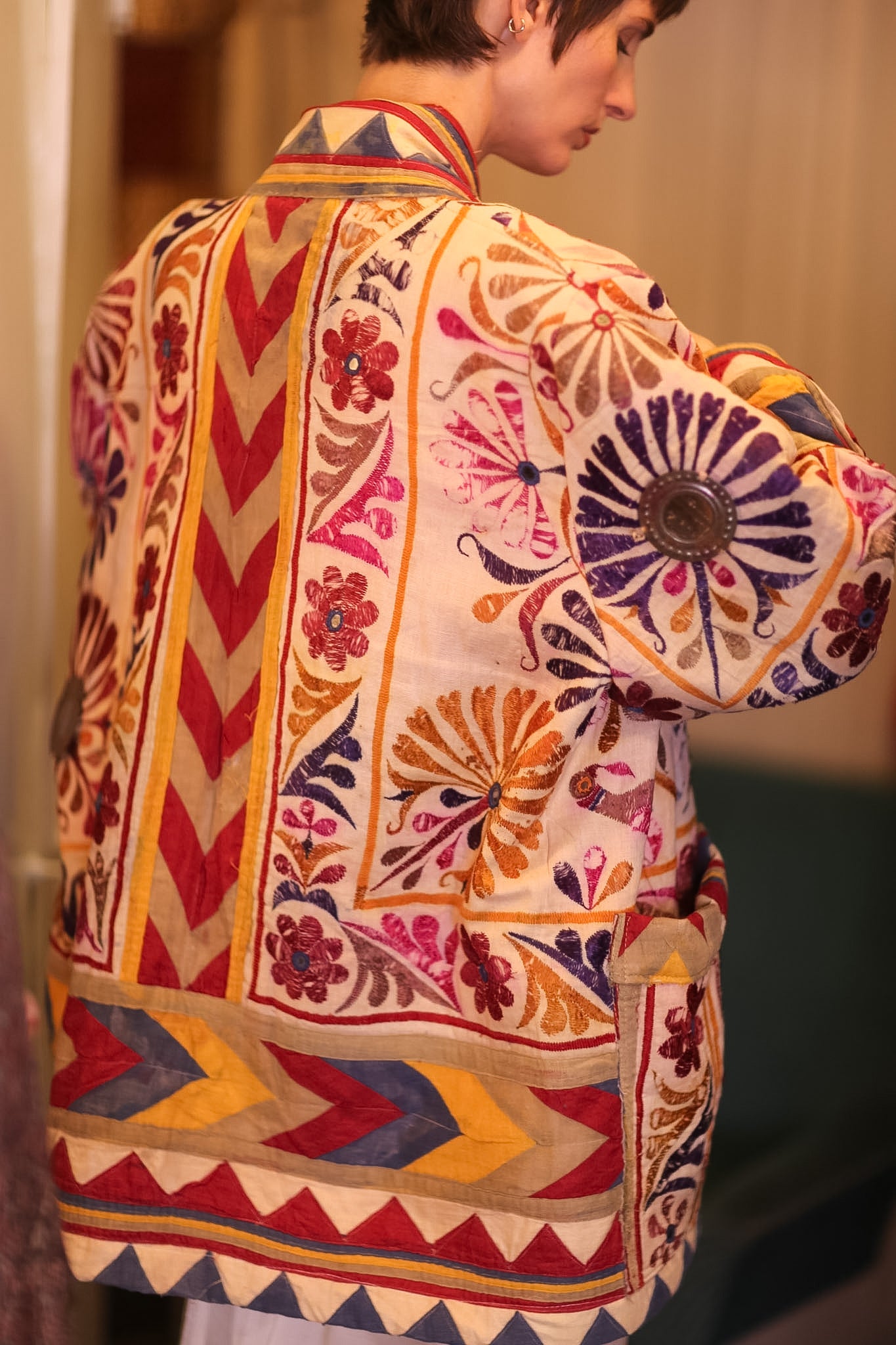 PATCHWORK PATTERN SHORT KIMONO GRITA