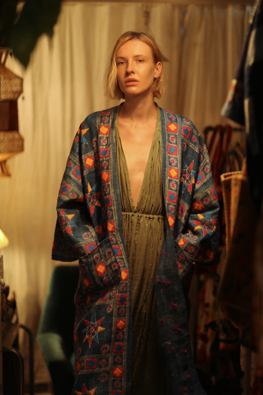 DUMA ARTISAN MADE EMBROIDERED KIMONO PINK 2