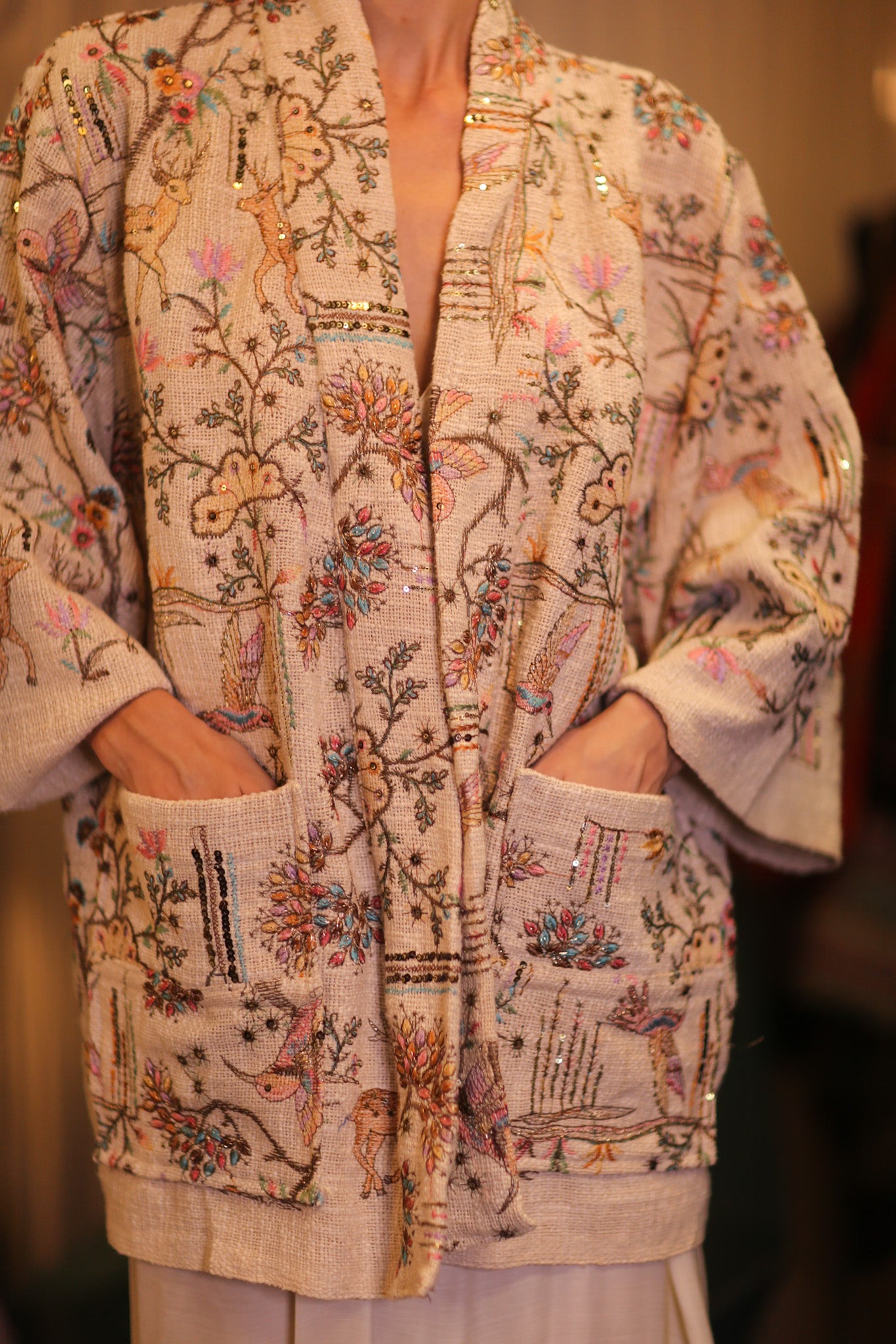 EMBROIDERED COTTON SHORT KIMONO DREAMWORLD