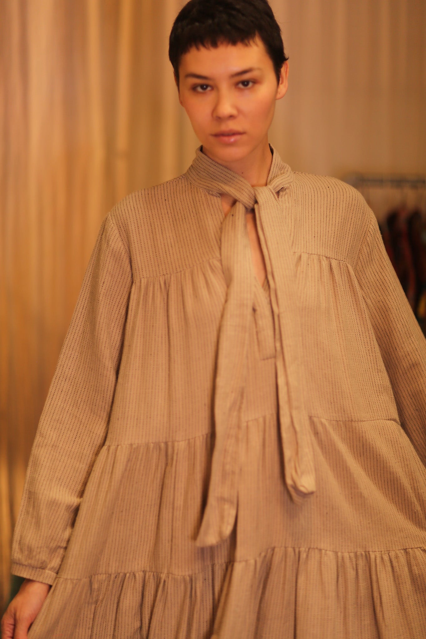 HANDWOVEN MAXI COTTON BUTTONED DRESS LOA ZOEY