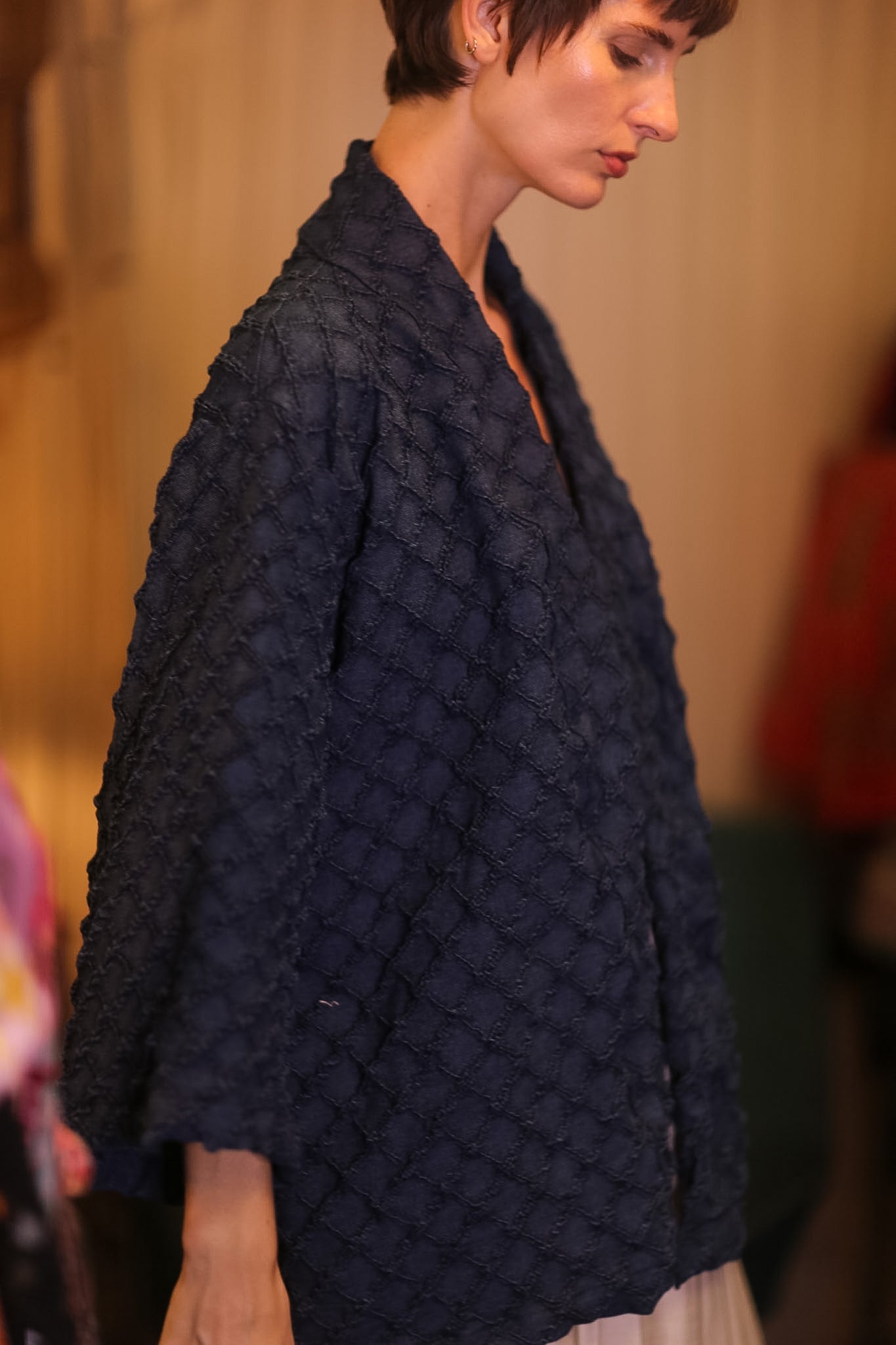 DARK BLUE PREMIUM DENIM SHORT KIMONO LEYLU